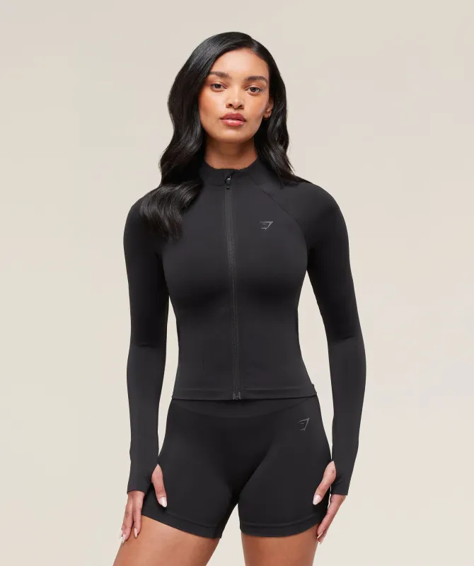 Gymshark Soft Sculpt Zip Up Jacket - Black sold by Gymshark