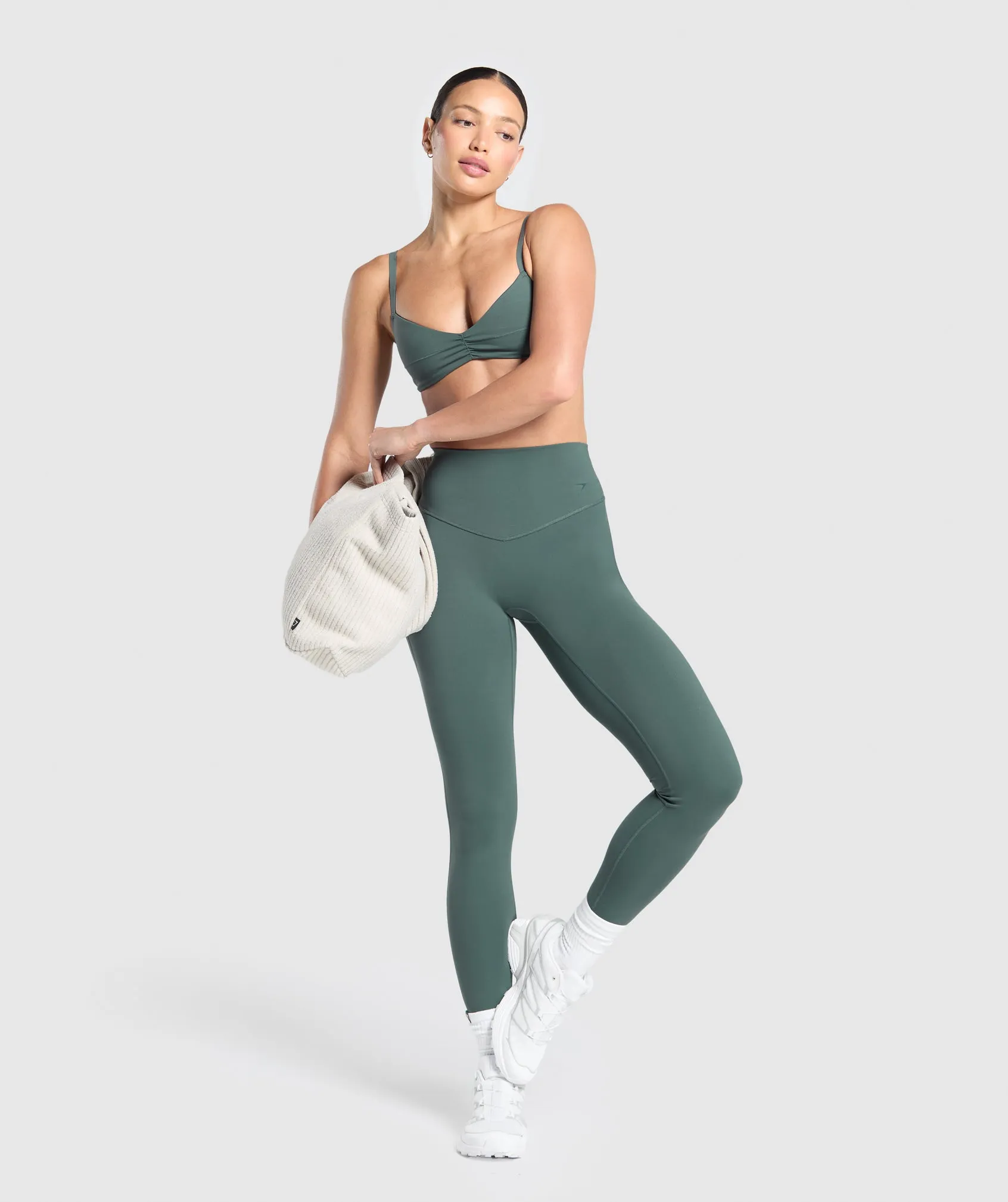 Gymshark Elevate Ruched Sports Bra - Slate Teal sold by Gymshark product image thumbnail 3