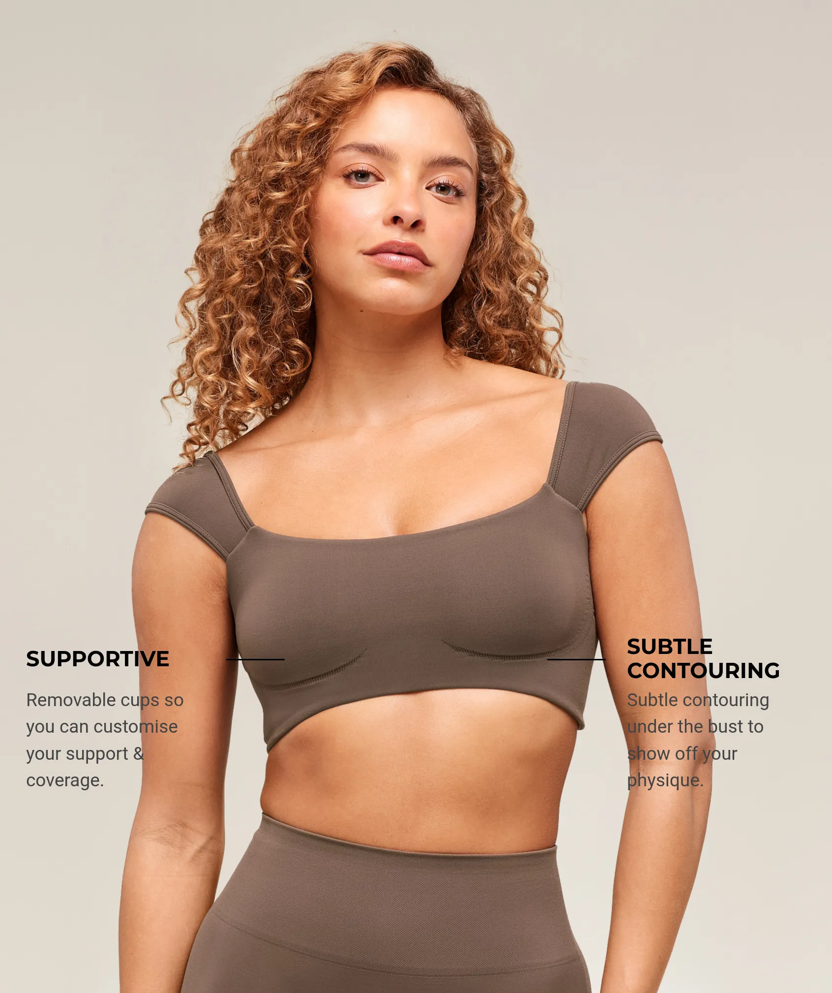 Gymshark Soft Sculpt Cap Sleeve Bralette - Walnut Brown sold by Gymshark product image thumbnail 5