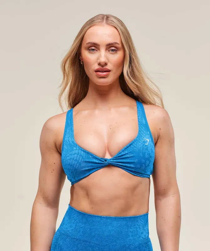 Gymshark Adapt Animal X Whitney Seamless Twist Front Bra - Barbell Blue/Gentle Blue sold by Gymshark