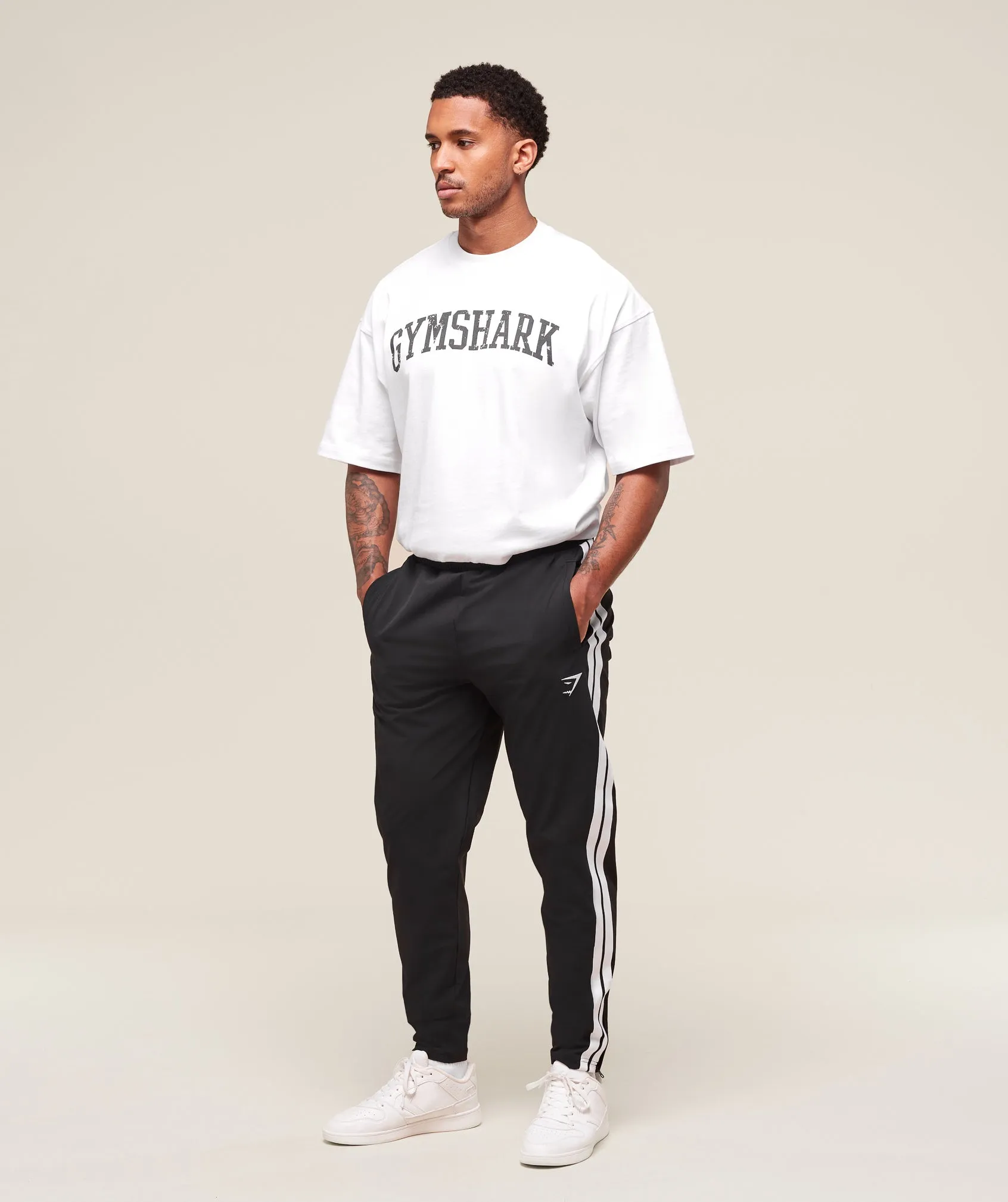 Gymshark Retro Side Stripe Joggers - Black sold by Gymshark product image thumbnail 4