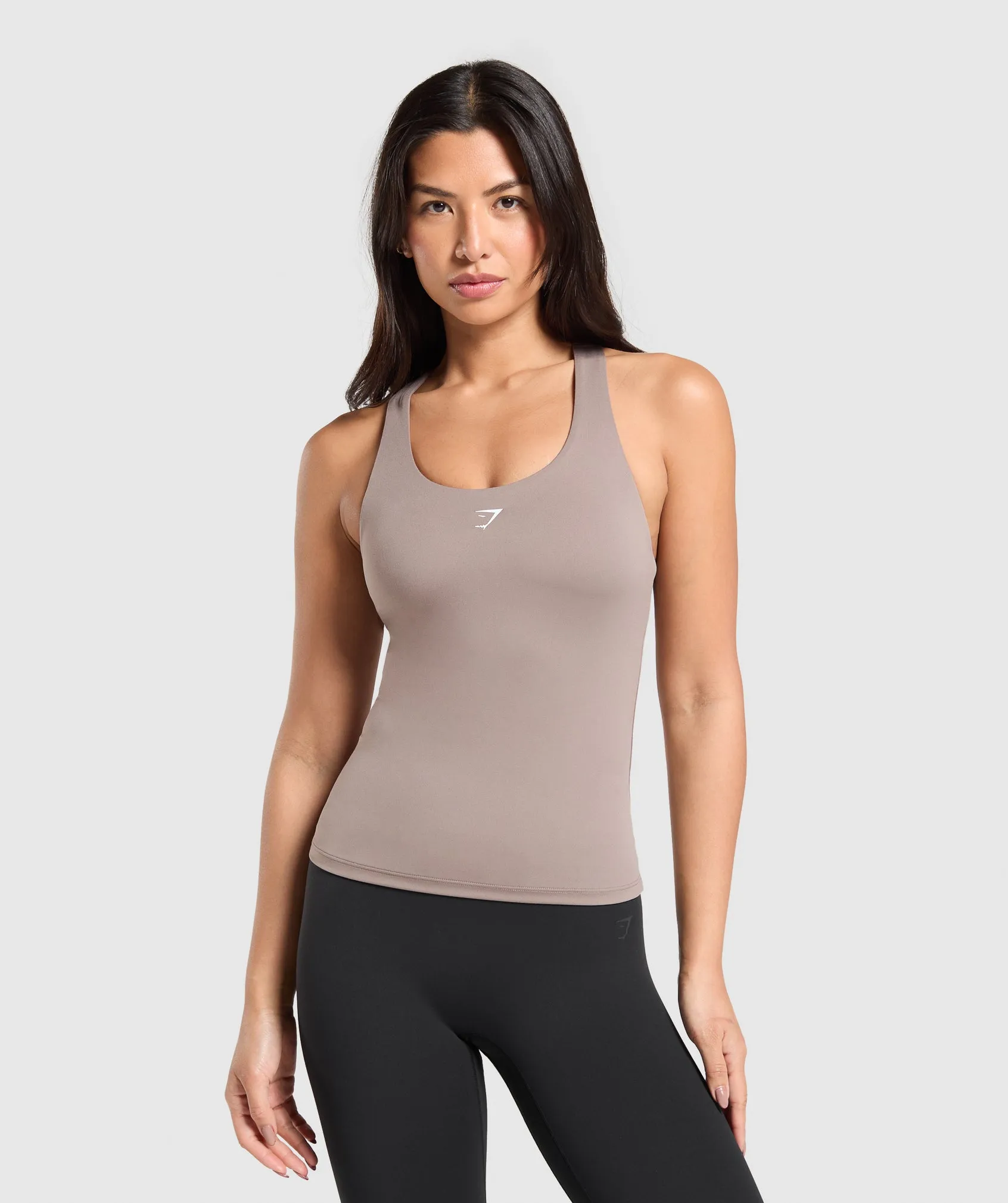 Gymshark Everyday Racer Back Tank With Shelf - Lifestyle Brown sold by Gymshark