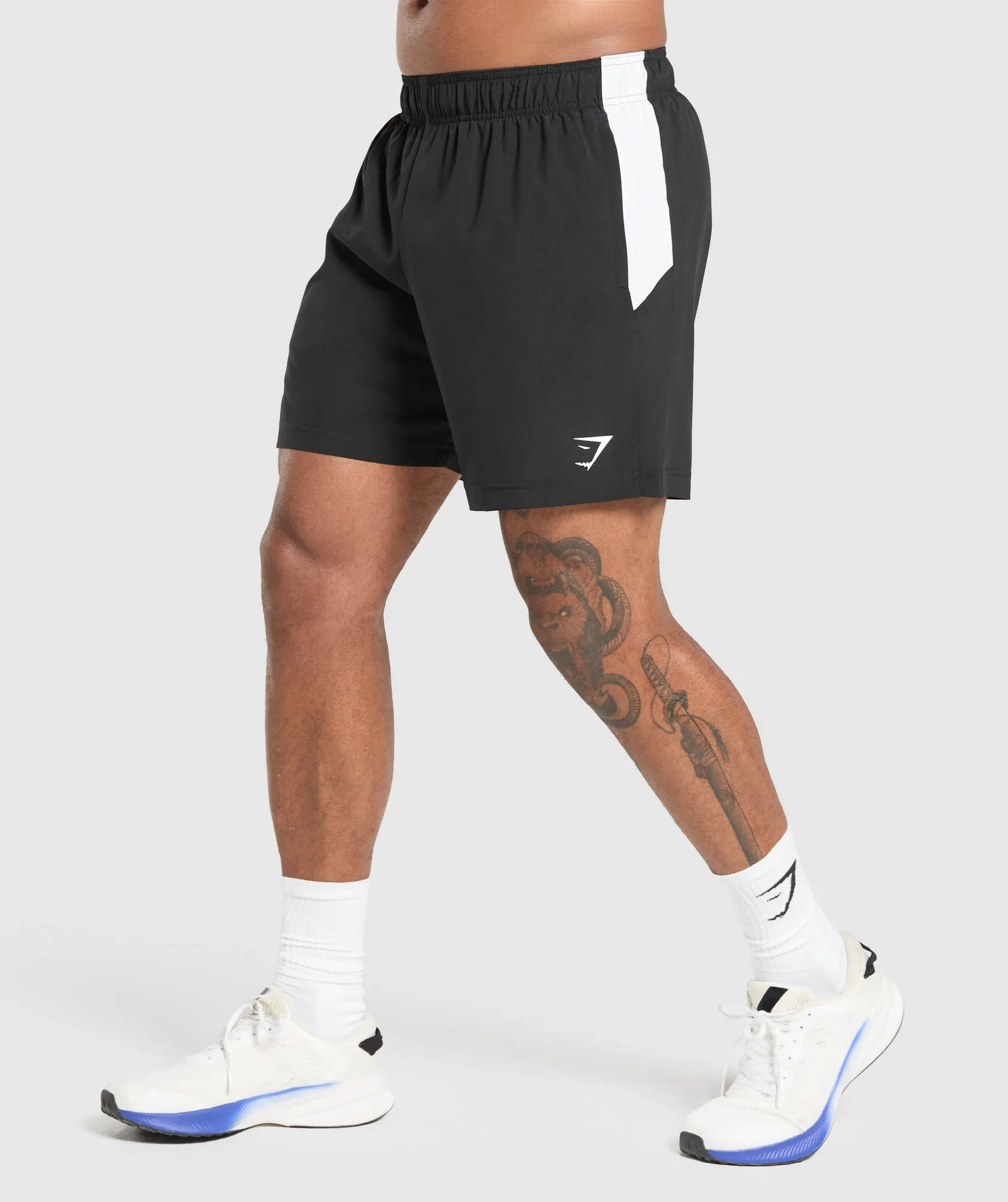 Gymshark Sport Panel 7" Shorts - Black/White sold by Gymshark