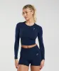 Gymshark Everyday Seamless Long Sleeve Crop Top - Navy sold by Gymshark