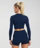 Gymshark Everyday Seamless Long Sleeve Crop Top - Navy sold by Gymshark
