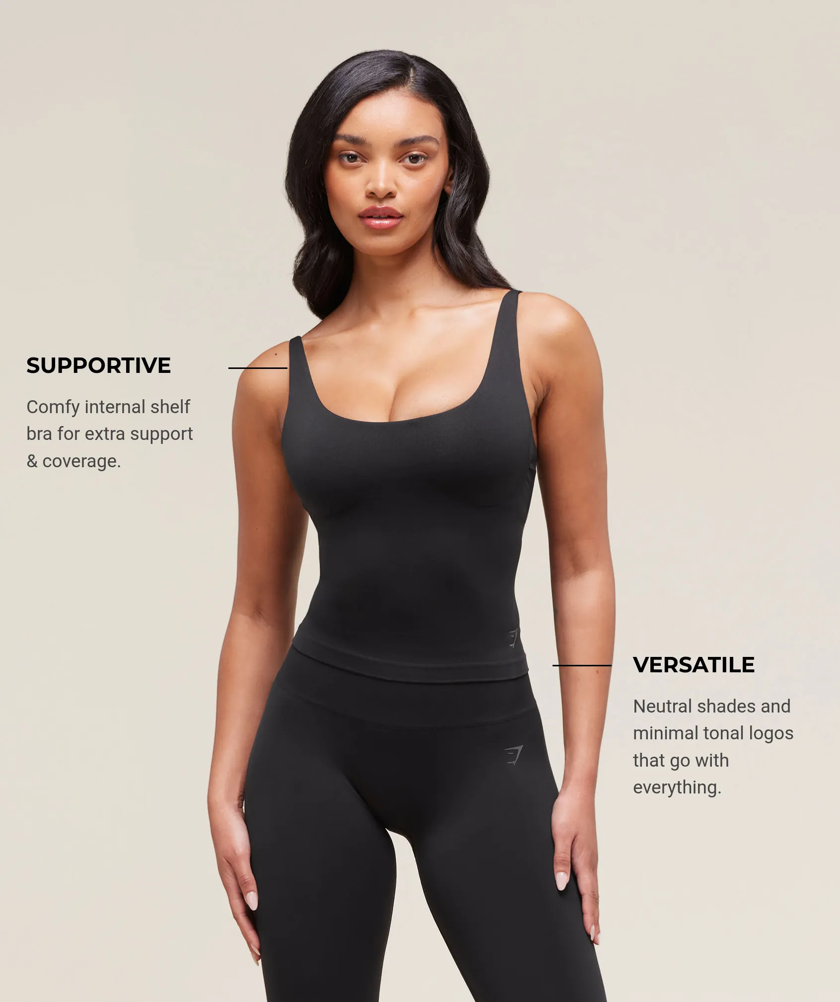 Gymshark Soft Sculpt Tank With Shelf - Black sold by Gymshark product image thumbnail 5