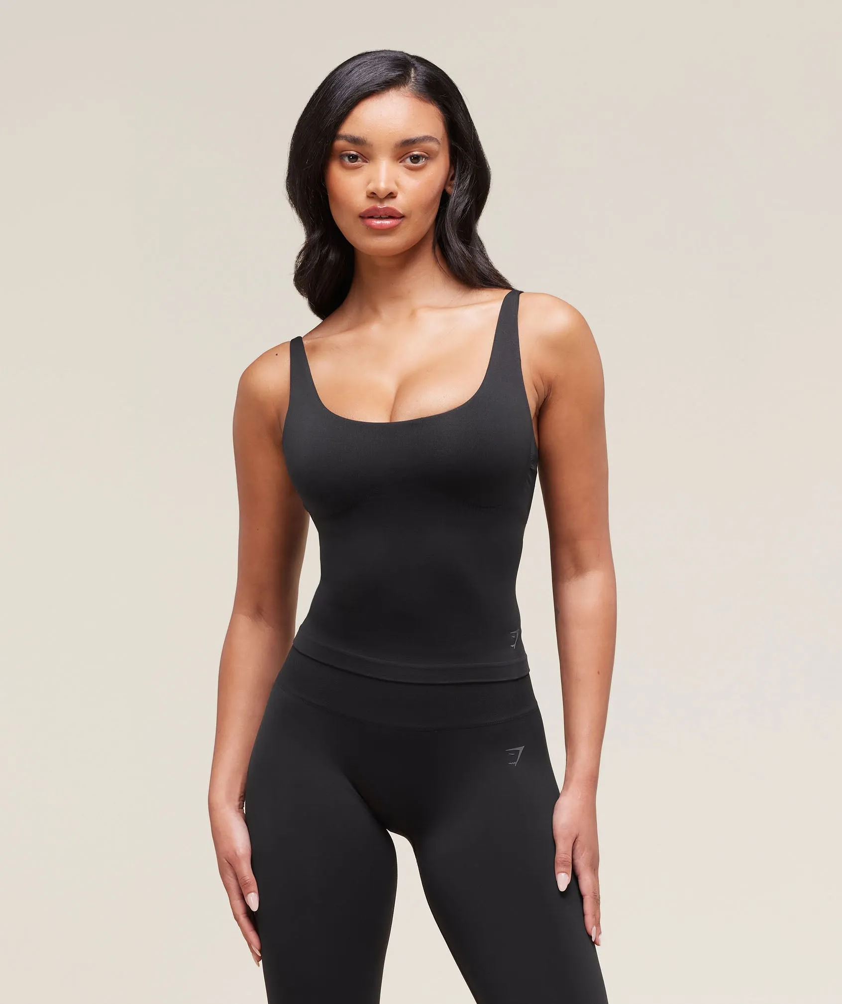Gymshark Soft Sculpt Tank With Shelf - Black sold by Gymshark