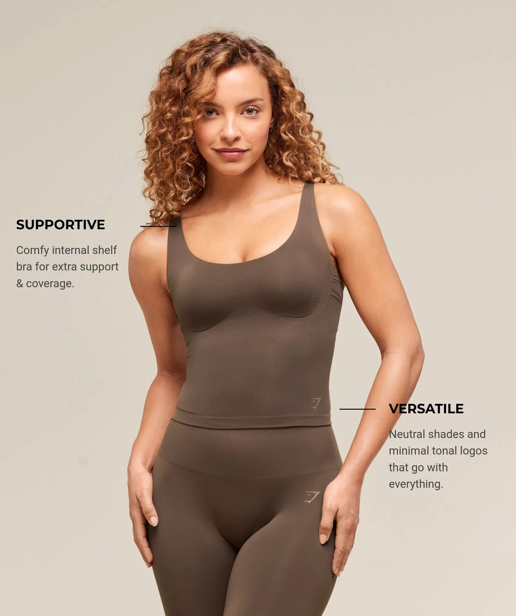 Gymshark Soft Sculpt Tank With Shelf - Walnut Brown sold by Gymshark product image thumbnail 5