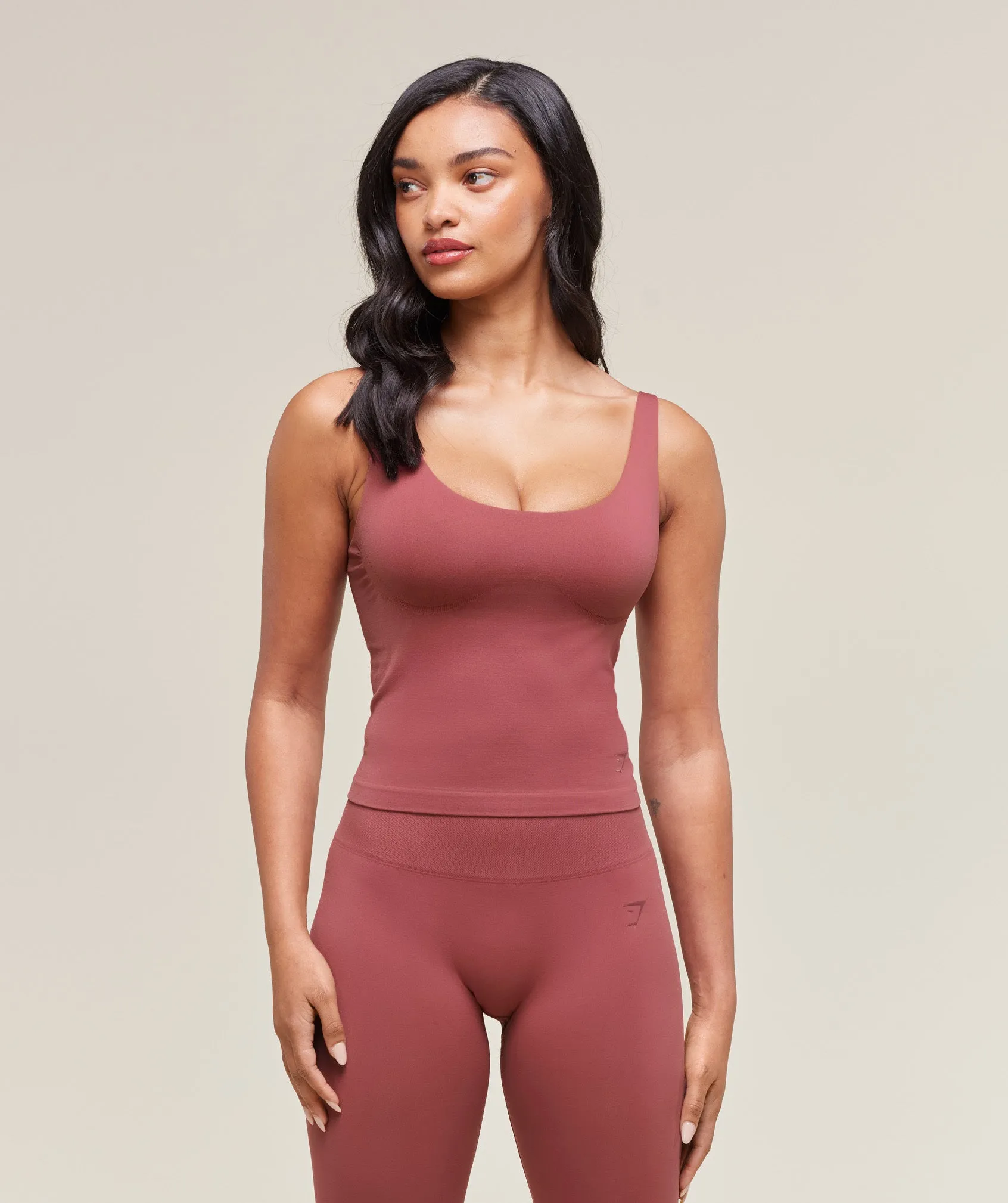 Gymshark Soft Sculpt Tank With Shelf - Washed Berry Pink sold by Gymshark