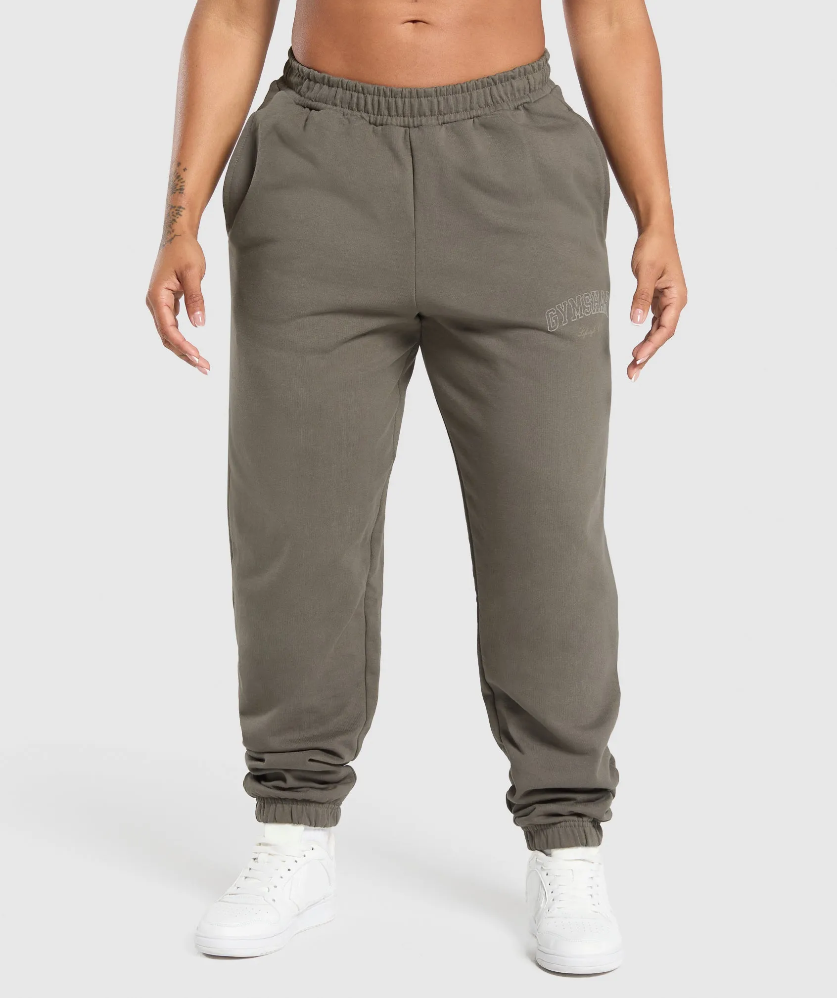 Gymshark Campus Classics Graphic Joggers - Camo Brown sold by Gymshark