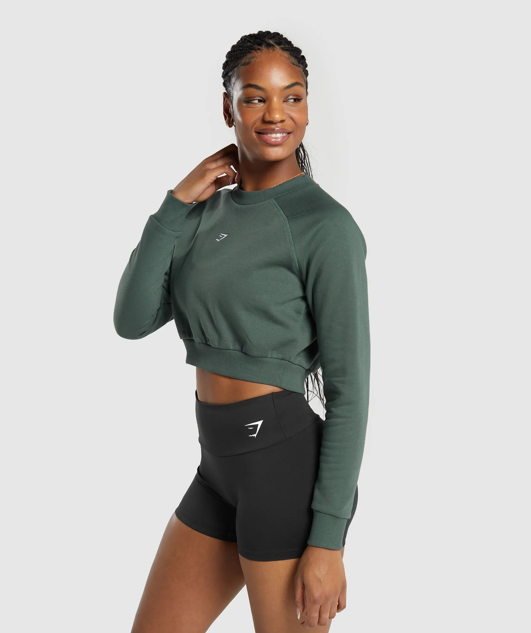 Gymshark Training Fleece Cropped Sweatshirt - Slate Teal sold by Gymshark product image thumbnail 3