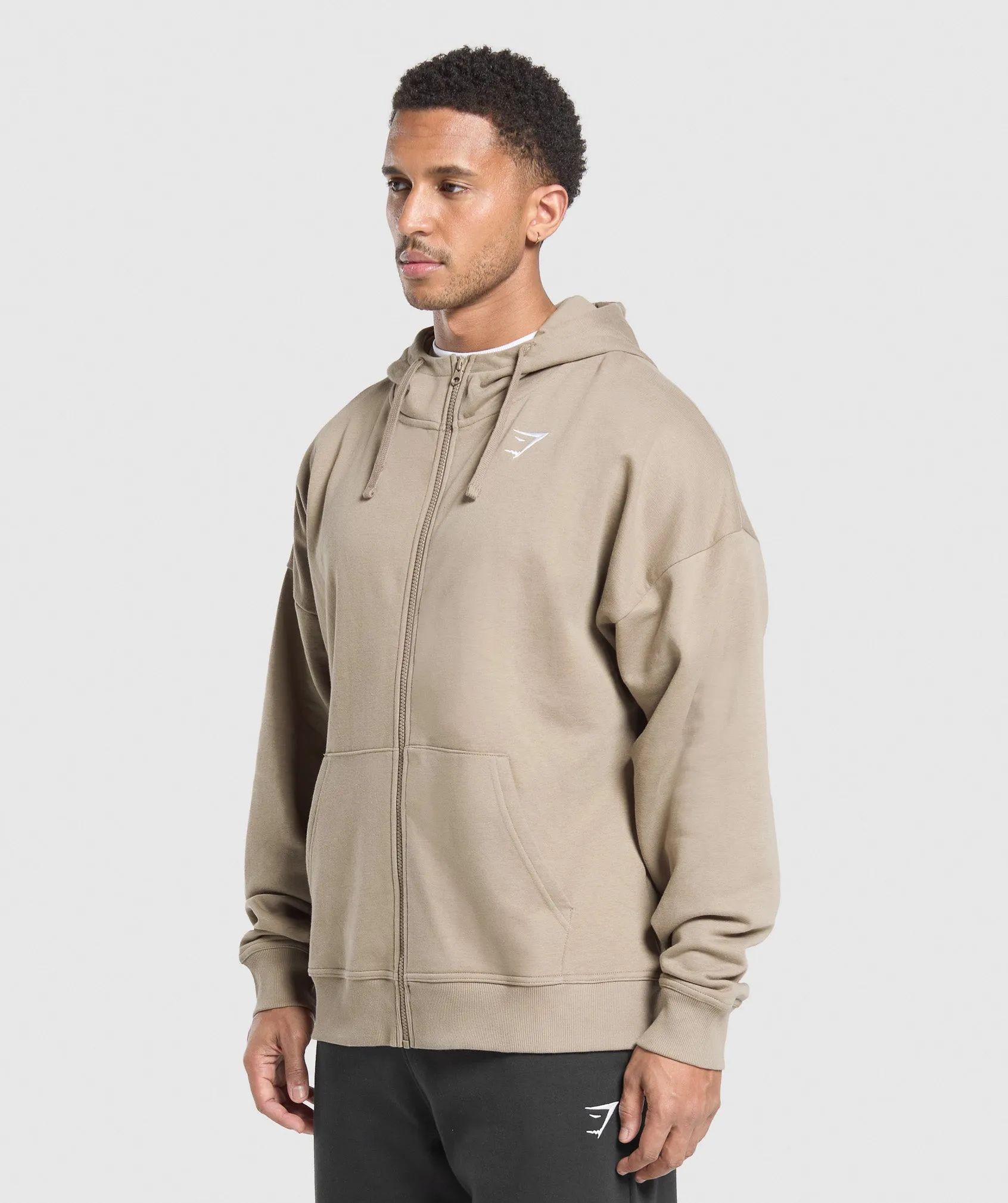 Gymshark Crest Oversized Zip Up Hoodie - Lifestyle Brown sold by Gymshark product image thumbnail 3