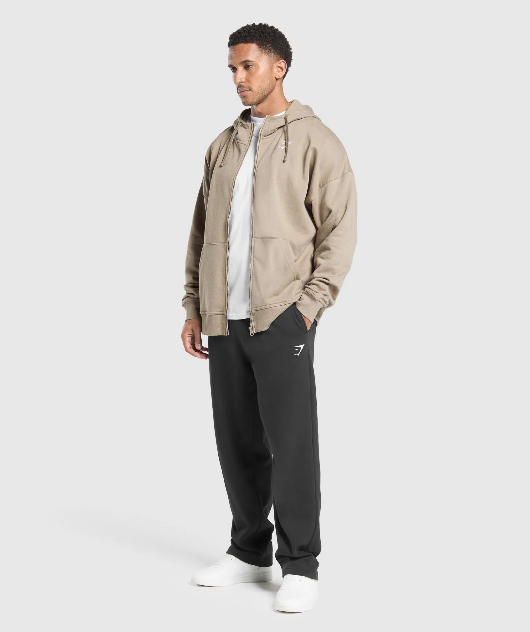 Gymshark Crest Oversized Zip Up Hoodie - Lifestyle Brown sold by Gymshark product image thumbnail 4