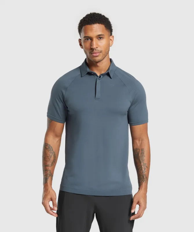 Gymshark Seamless Polo Shirt - Titanium Blue made by Gymshark
