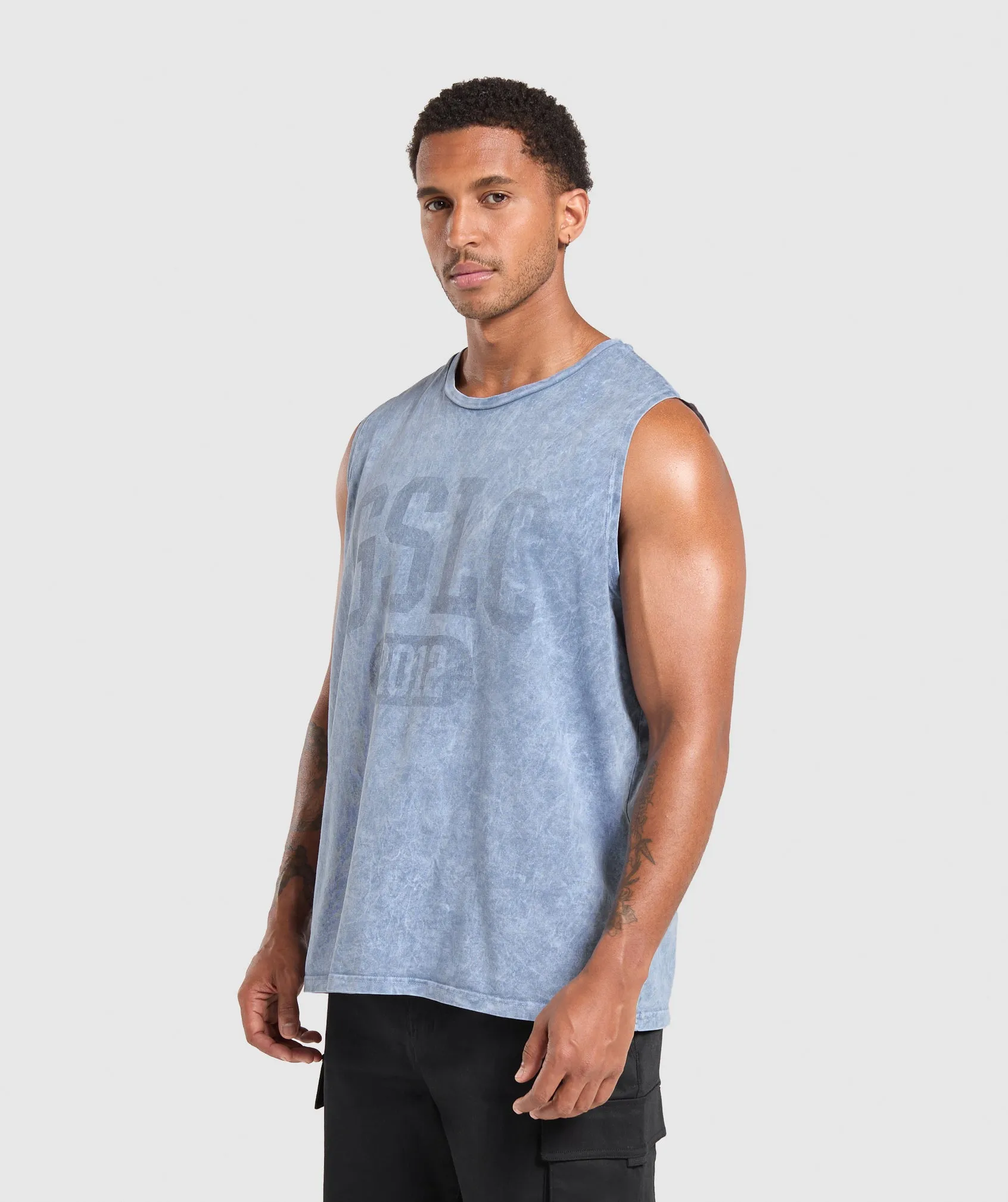 Gymshark Collegiate Shadow Washed Tank - Faded Blue sold by Gymshark product image thumbnail 2