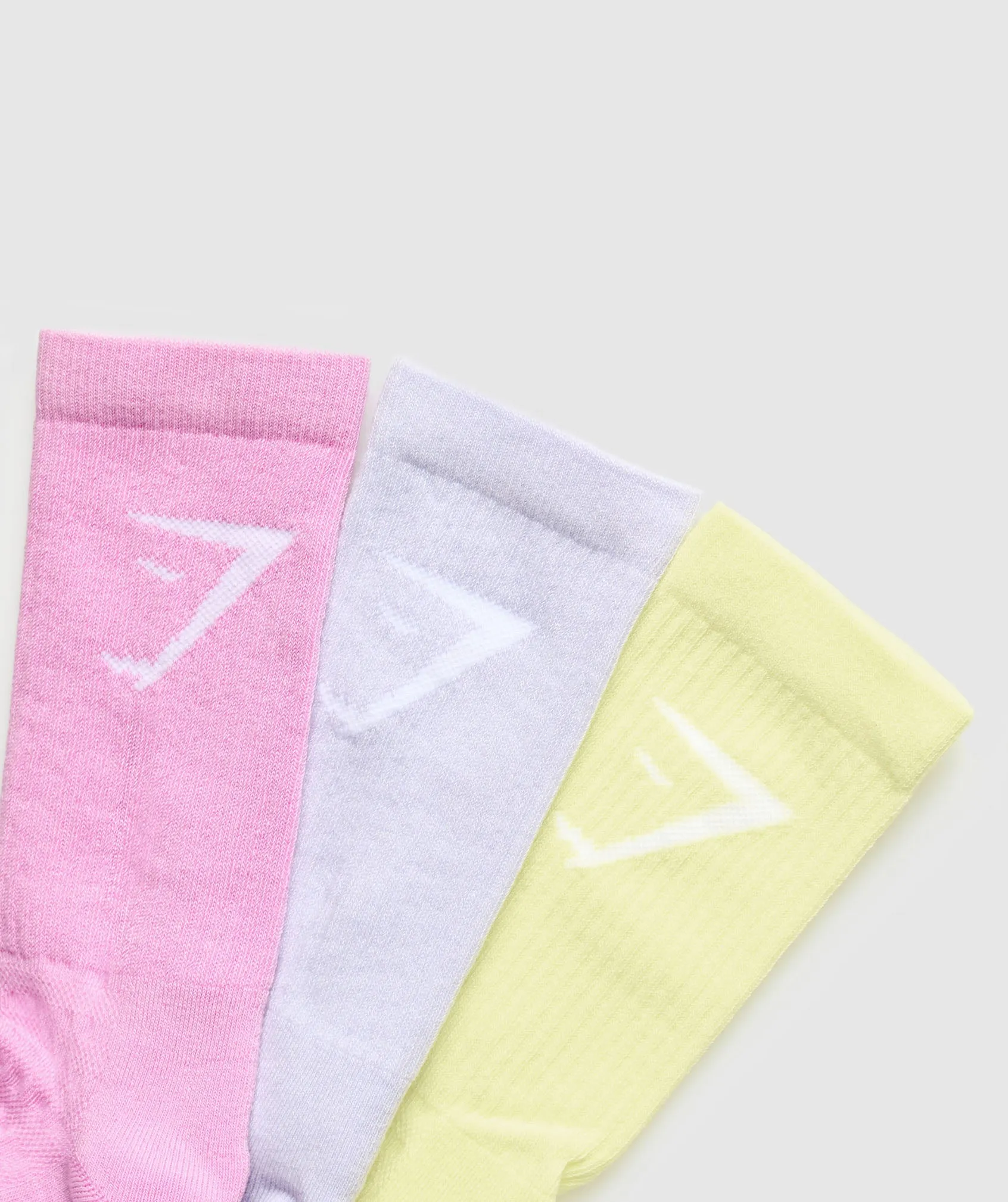 Gymshark Crew Socks 3pk - Refresh Yellow/Fresh Lilac/Sour Pink sold by Gymshark product image thumbnail 2