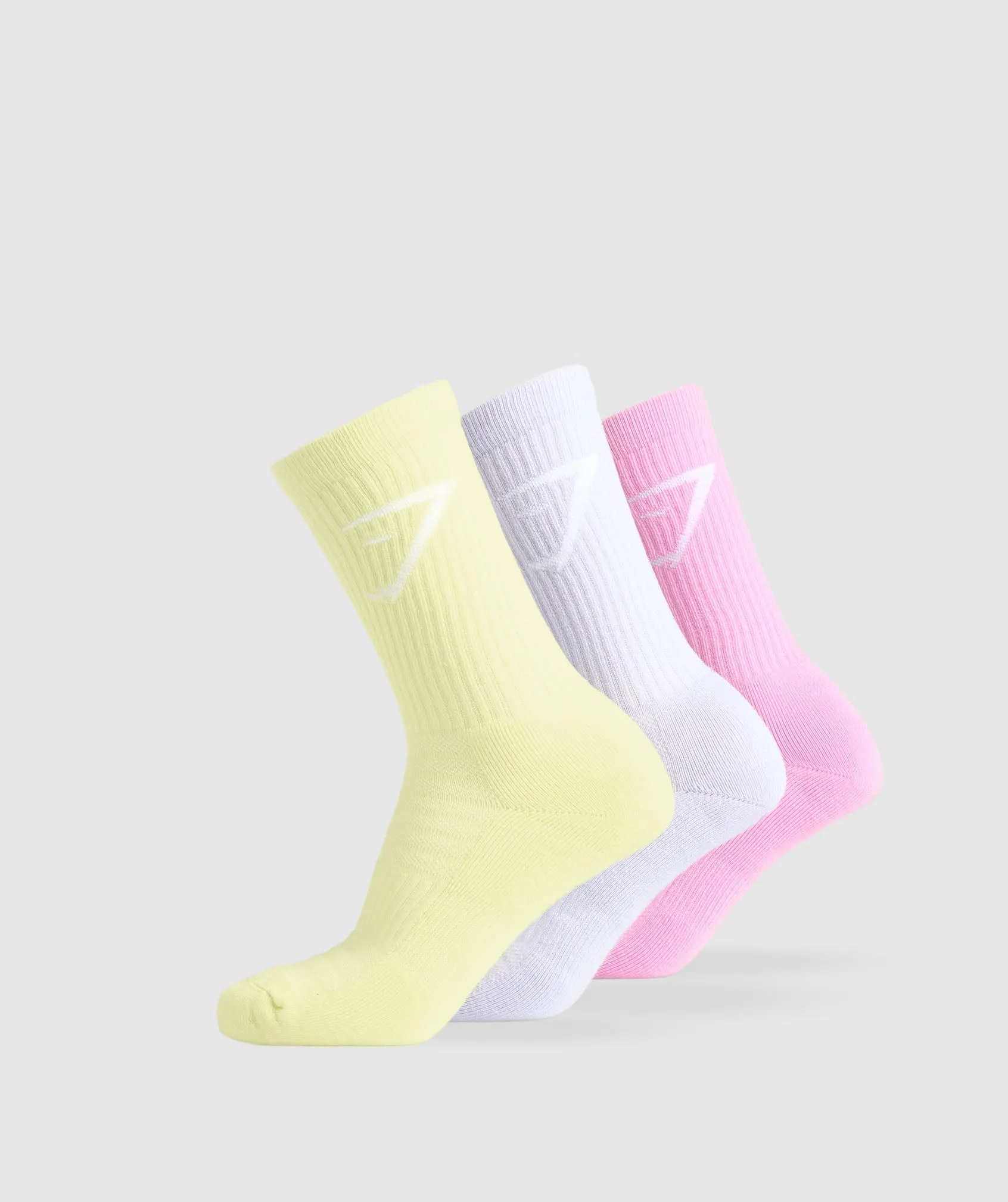 Gymshark Crew Socks 3pk - Refresh Yellow/Fresh Lilac/Sour Pink sold by Gymshark