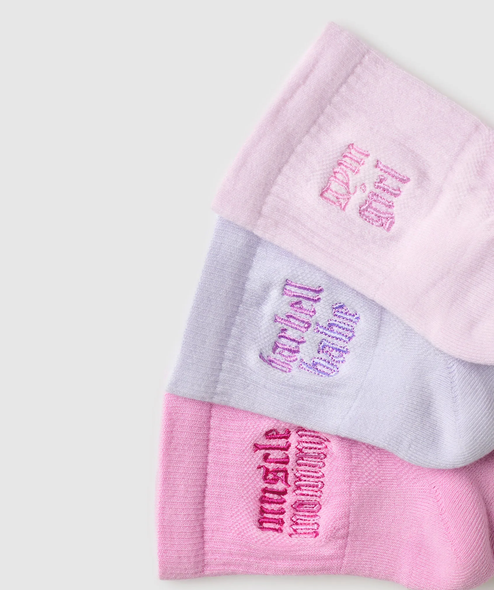 Gymshark Gym Babes Midi Sock 3pk - Sour Pink/Fresh Lilac/Ice Pink sold by Gymshark product image thumbnail 2