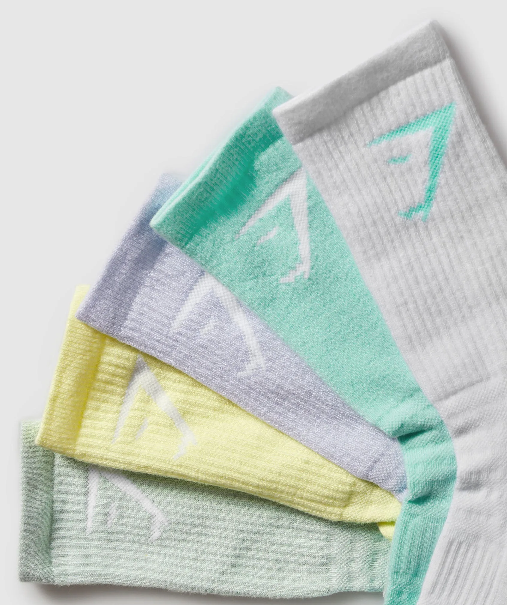 Gymshark Crew Socks 5pk - Pop Turquoise/Fresh Lilac/Morning Blue/Refresh Yellow/White sold by Gymshark product image thumbnail 2