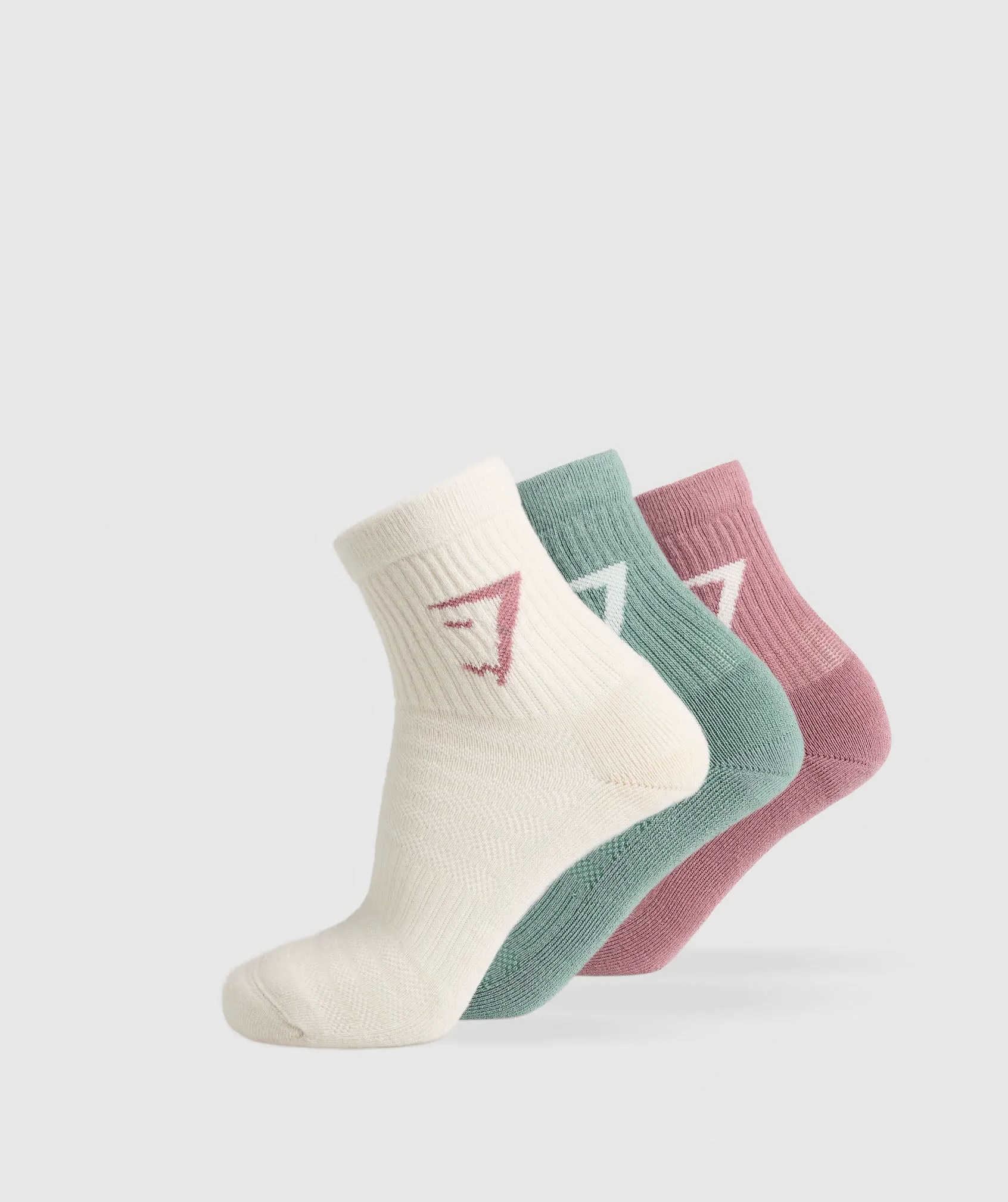 Gymshark Midi 3pk Socks - Calm Pink/Celeste Blue/Oat White sold by Gymshark