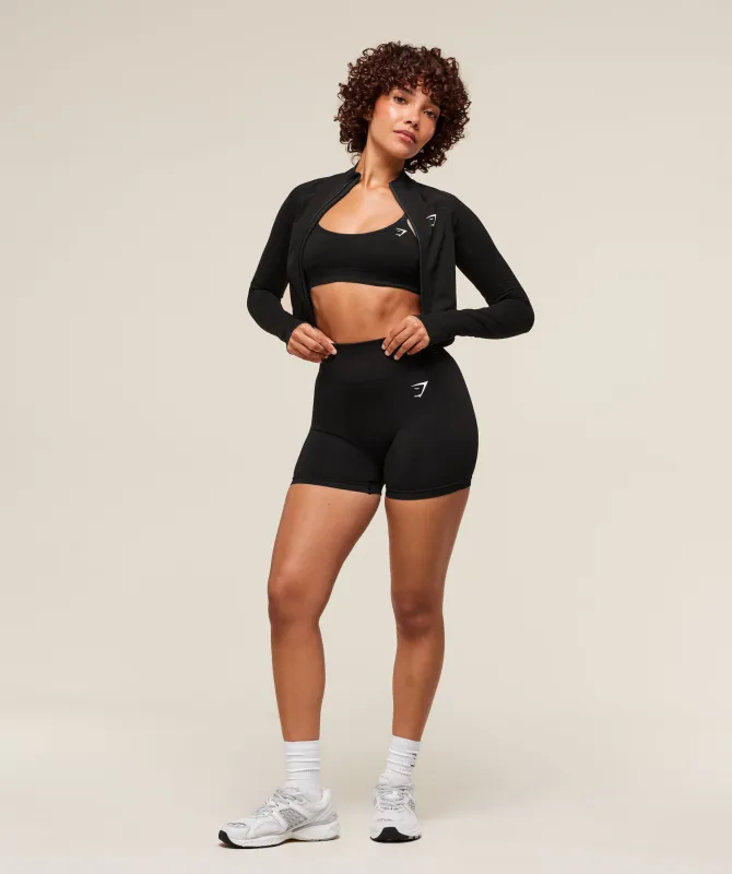 Gymshark Vital Seamless 2.0 Midi Zip Up Jacket - Black sold by Gymshark