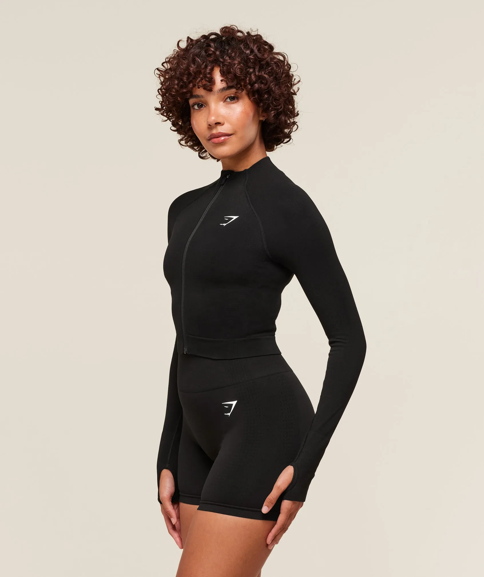 Gymshark Vital Seamless 2.0 Midi Zip Up Jacket - Black sold by Gymshark product image thumbnail 4