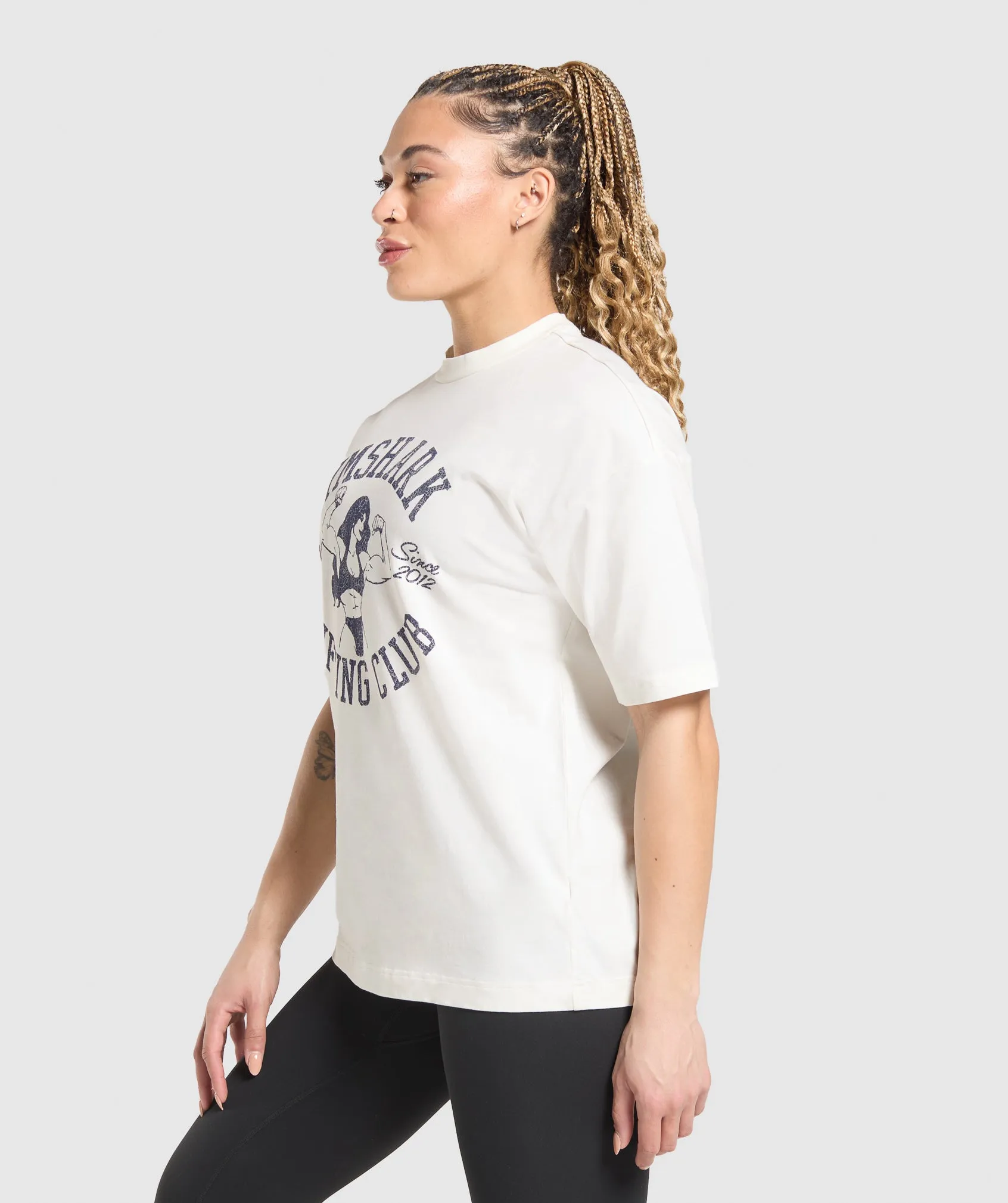 Gymshark Lifting Girl Graphic Oversized Tee - Soft White sold by Gymshark product image thumbnail 3