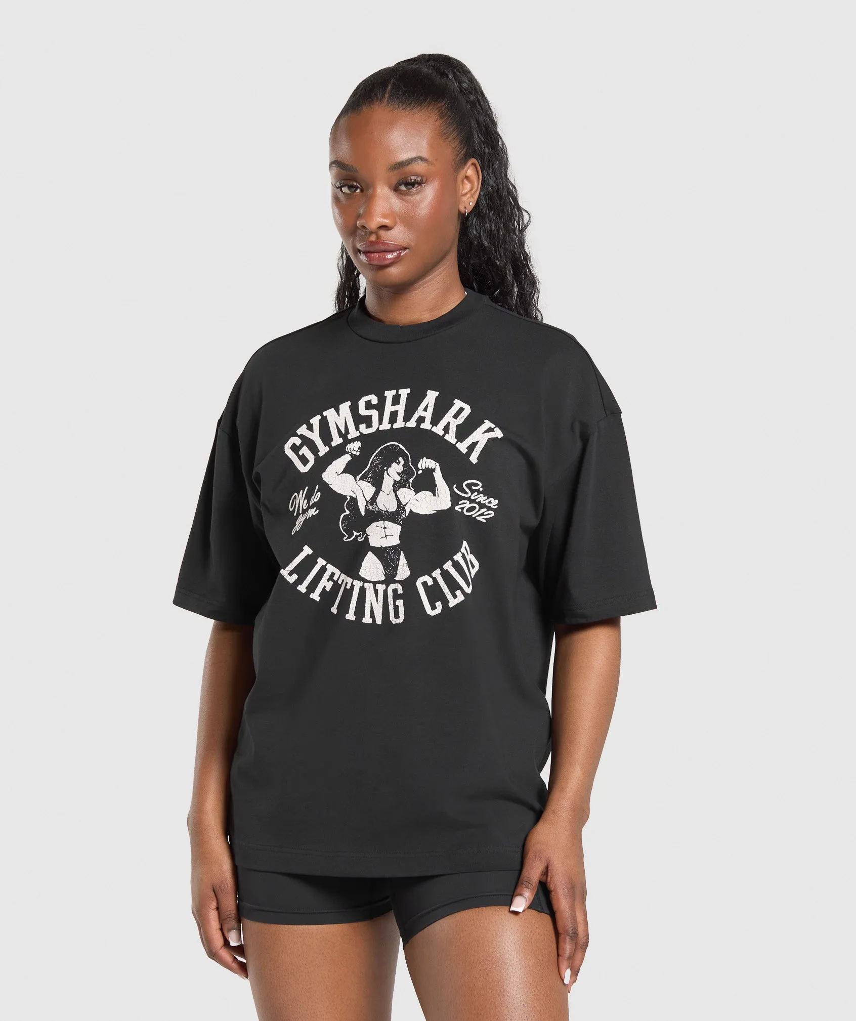 Gymshark Lifting Girl Graphic Oversized Tee - Black sold by Gymshark