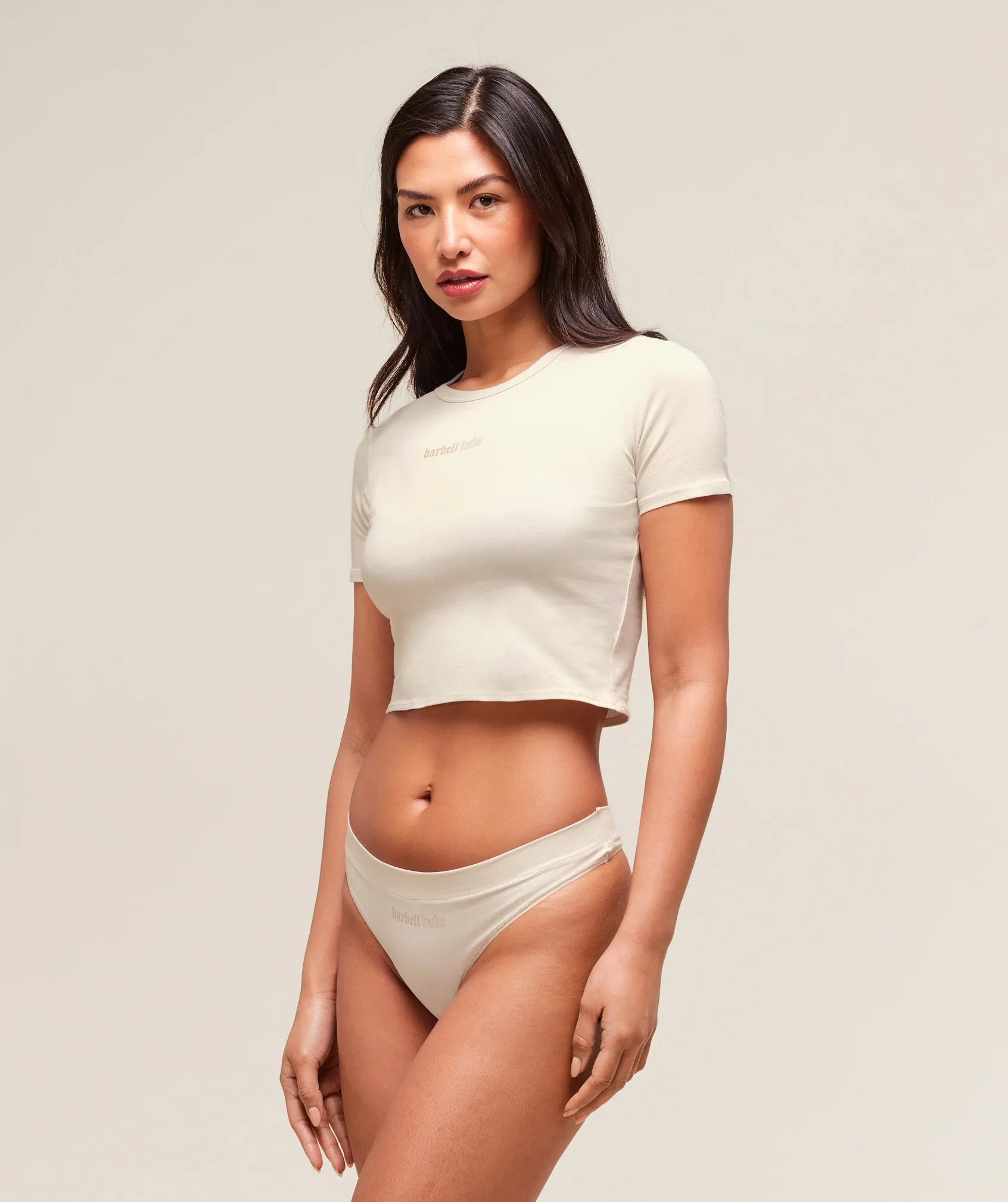 Gymshark Cotton Graphic Midi T-Shirt - Oat White sold by Gymshark product image thumbnail 3