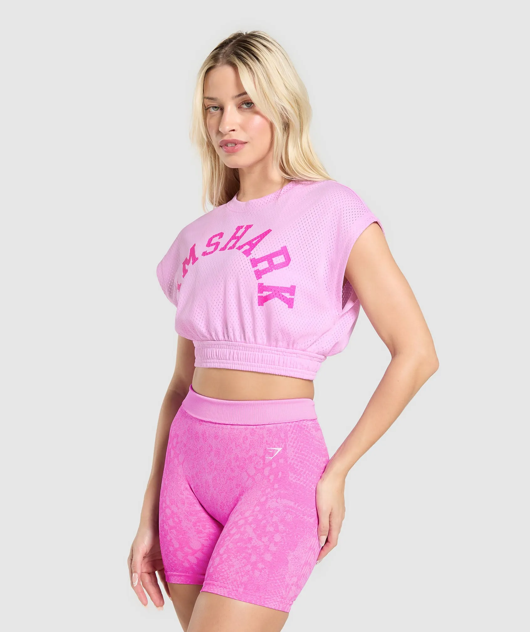 Gymshark Mesh Graphic Crop Top - Sour Pink sold by Gymshark product image thumbnail 3