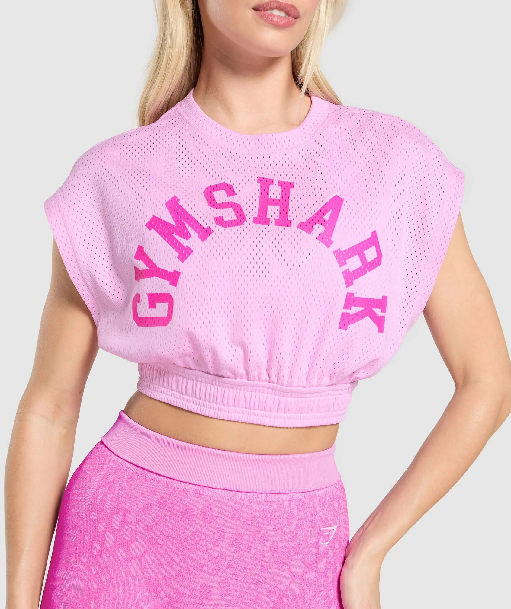 Gymshark Mesh Graphic Crop Top - Sour Pink sold by Gymshark product image thumbnail 5