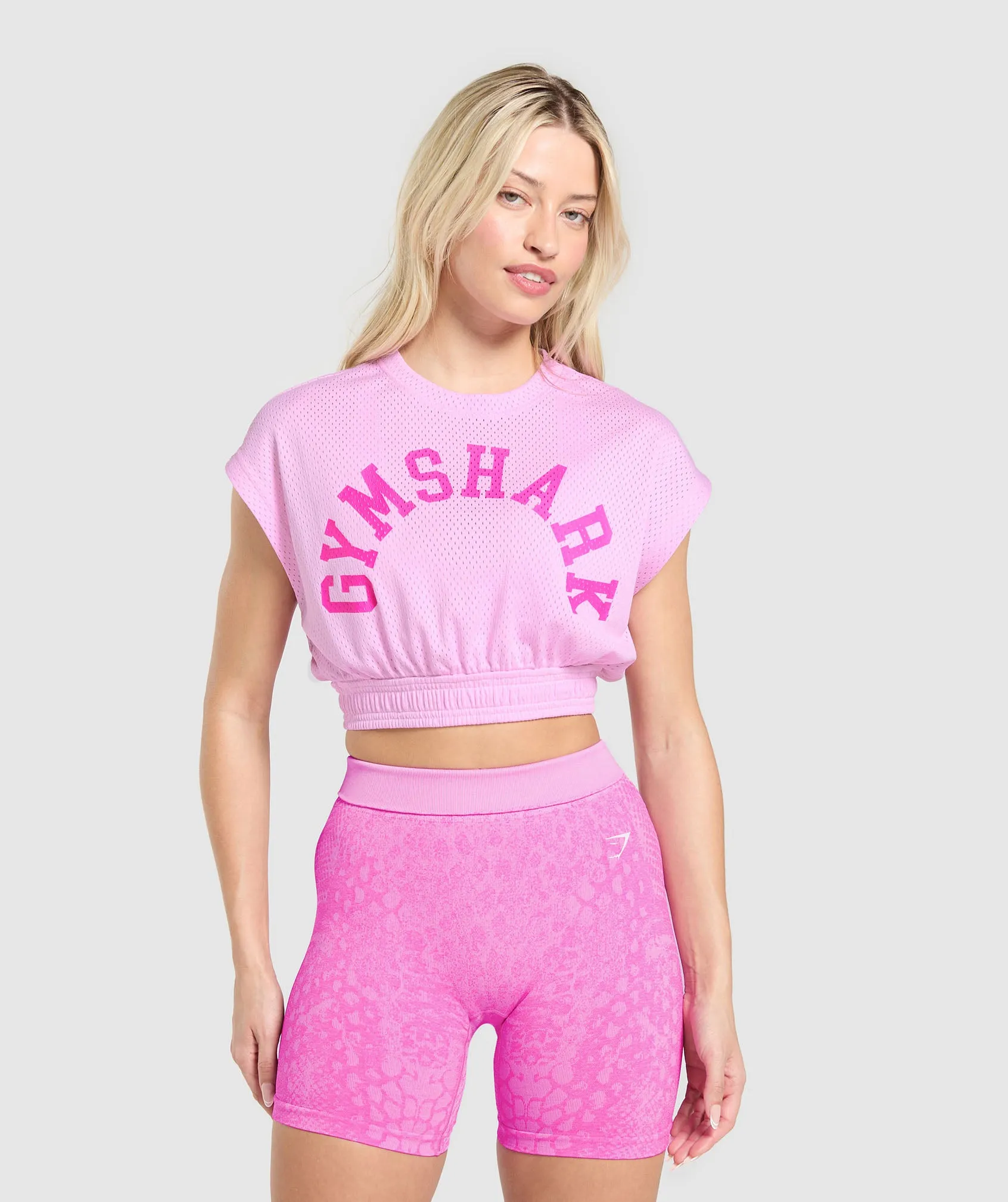 Gymshark Mesh Graphic Crop Top - Sour Pink sold by Gymshark