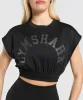 Gymshark Mesh Graphic Crop Top - Black sold by Gymshark