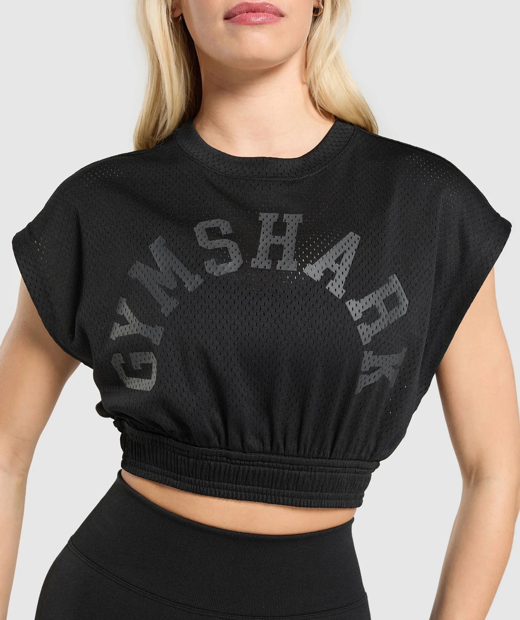 Gymshark Mesh Graphic Crop Top - Black sold by Gymshark product image thumbnail 5
