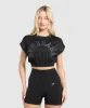Gymshark Mesh Graphic Crop Top - Black sold by Gymshark