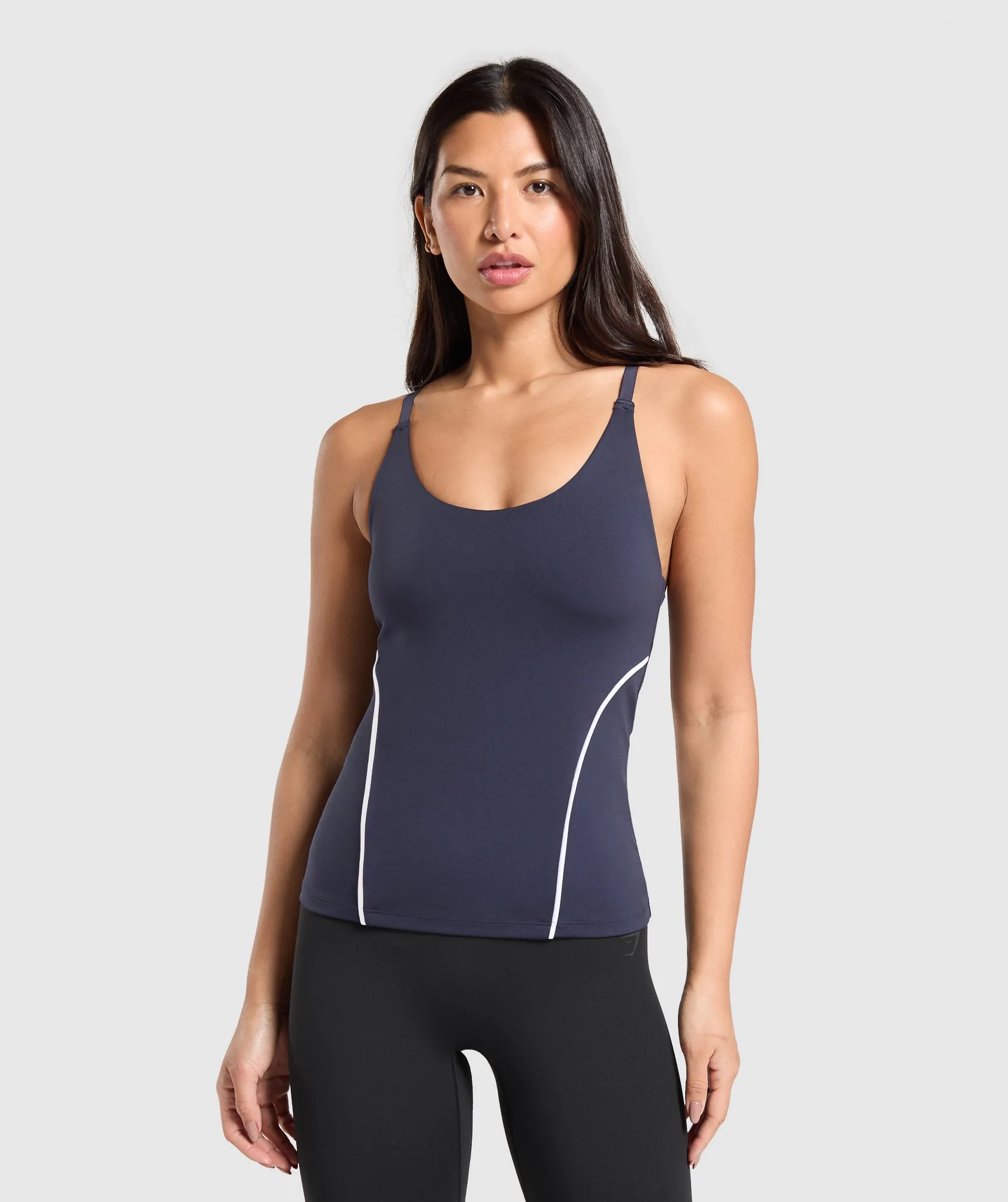 Gymshark Contour Stitch Tank with Shelf - Heavy Blue sold by Gymshark