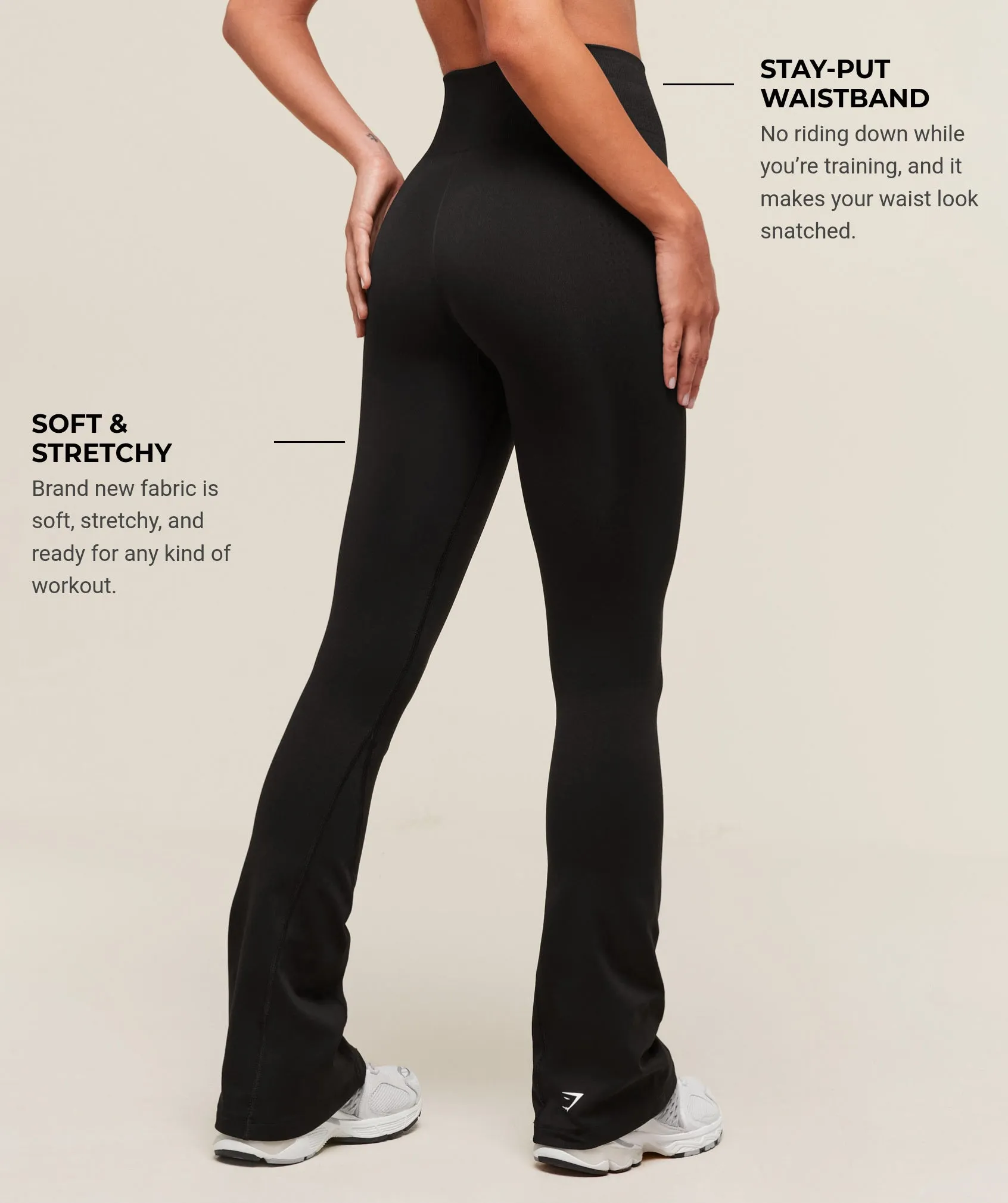 Gymshark Vital Soft Flared Leggings - Black sold by Gymshark product image thumbnail 2