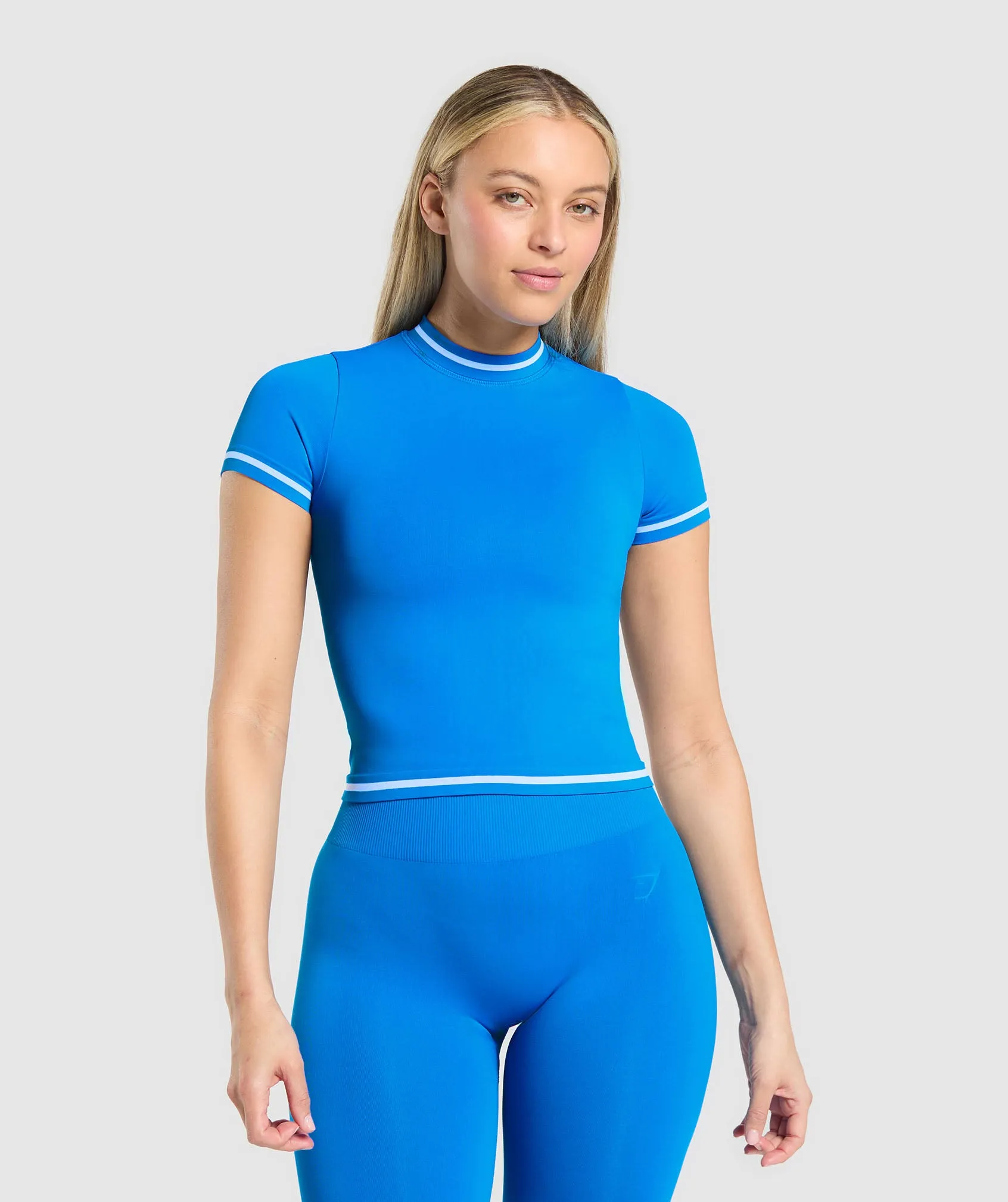 Gymshark Contrast Seamless Midi Tee - Barbell Blue sold by Gymshark