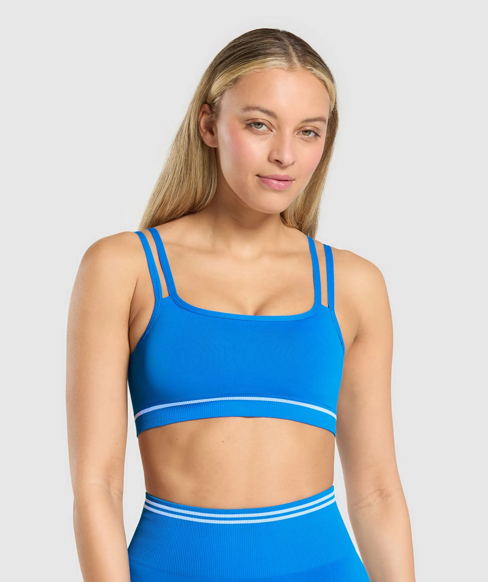 Gymshark Contrast Seamless Sports Bra - Barbell Blue sold by Gymshark