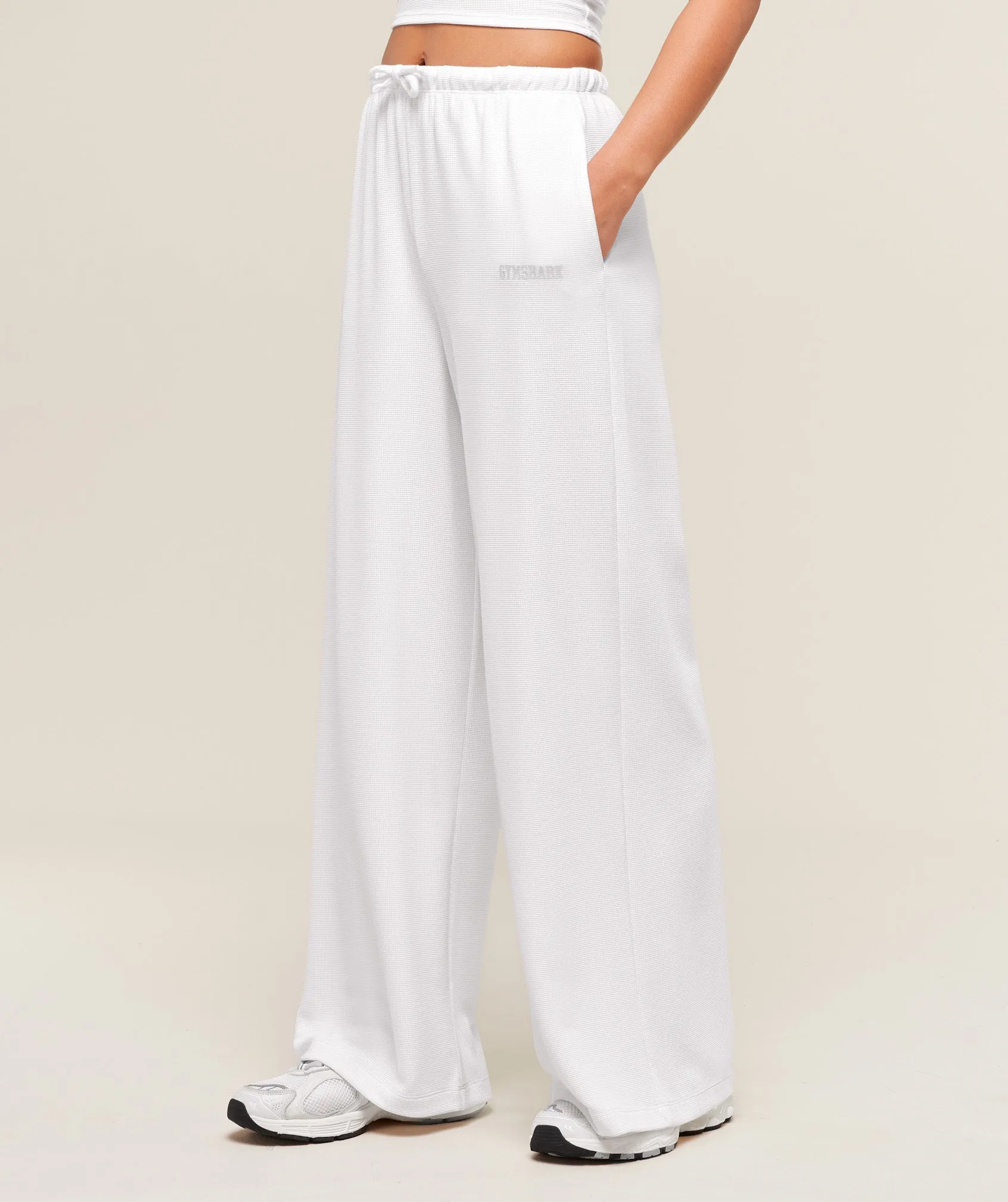 Gymshark Waffle Wide Leg Pants - White sold by Gymshark product image thumbnail 3