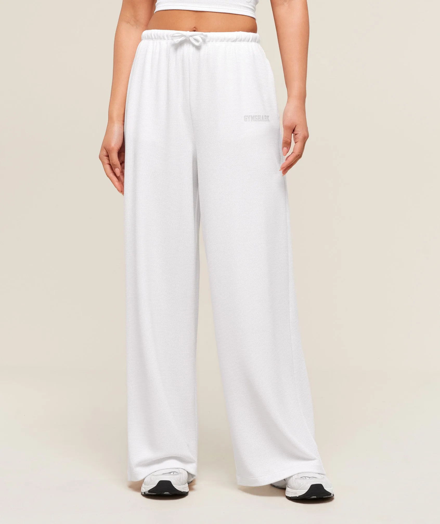 Gymshark Waffle Wide Leg Pants - White sold by Gymshark