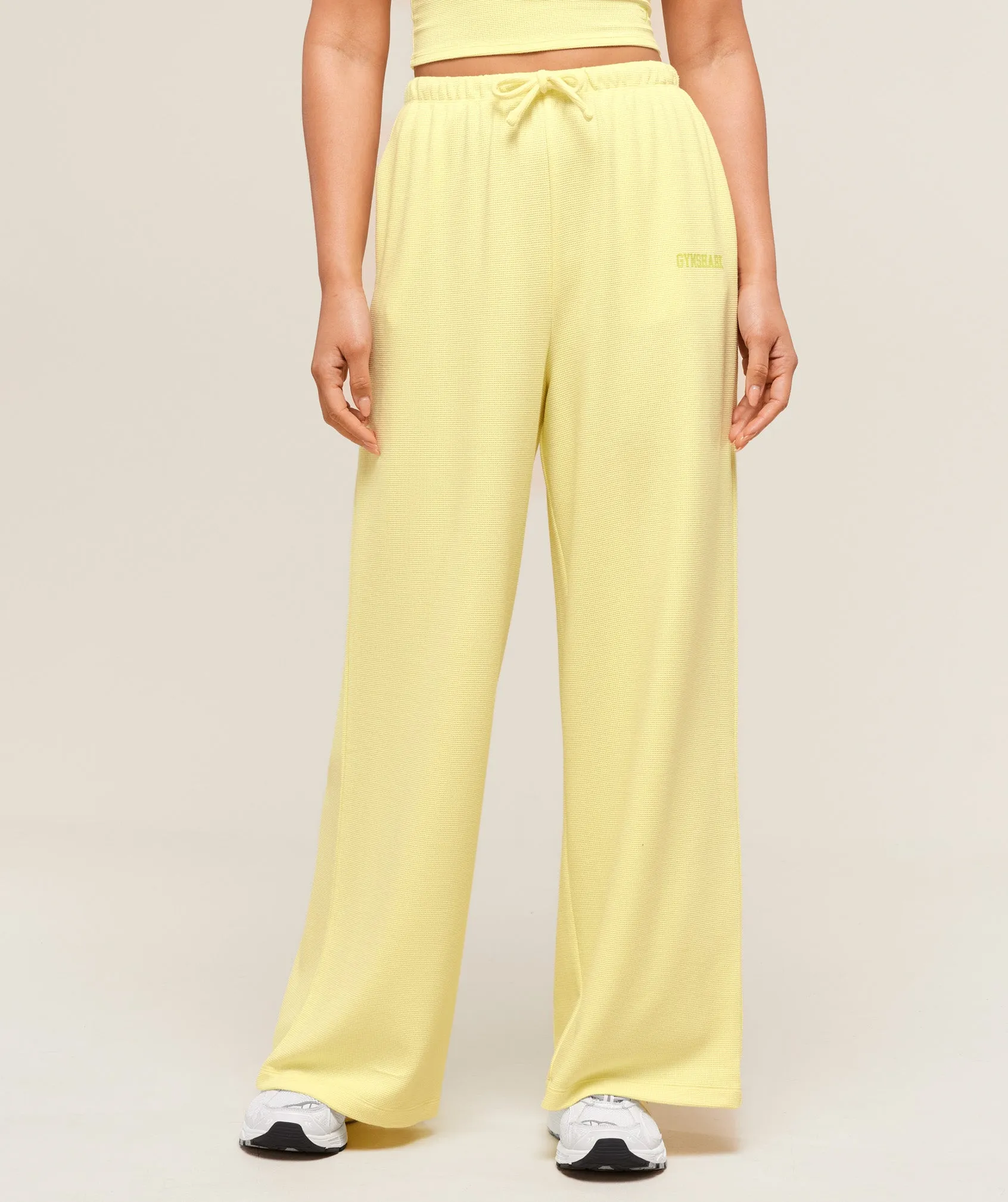 Gymshark Waffle Wide Leg Pants - Refresh Yellow sold by Gymshark