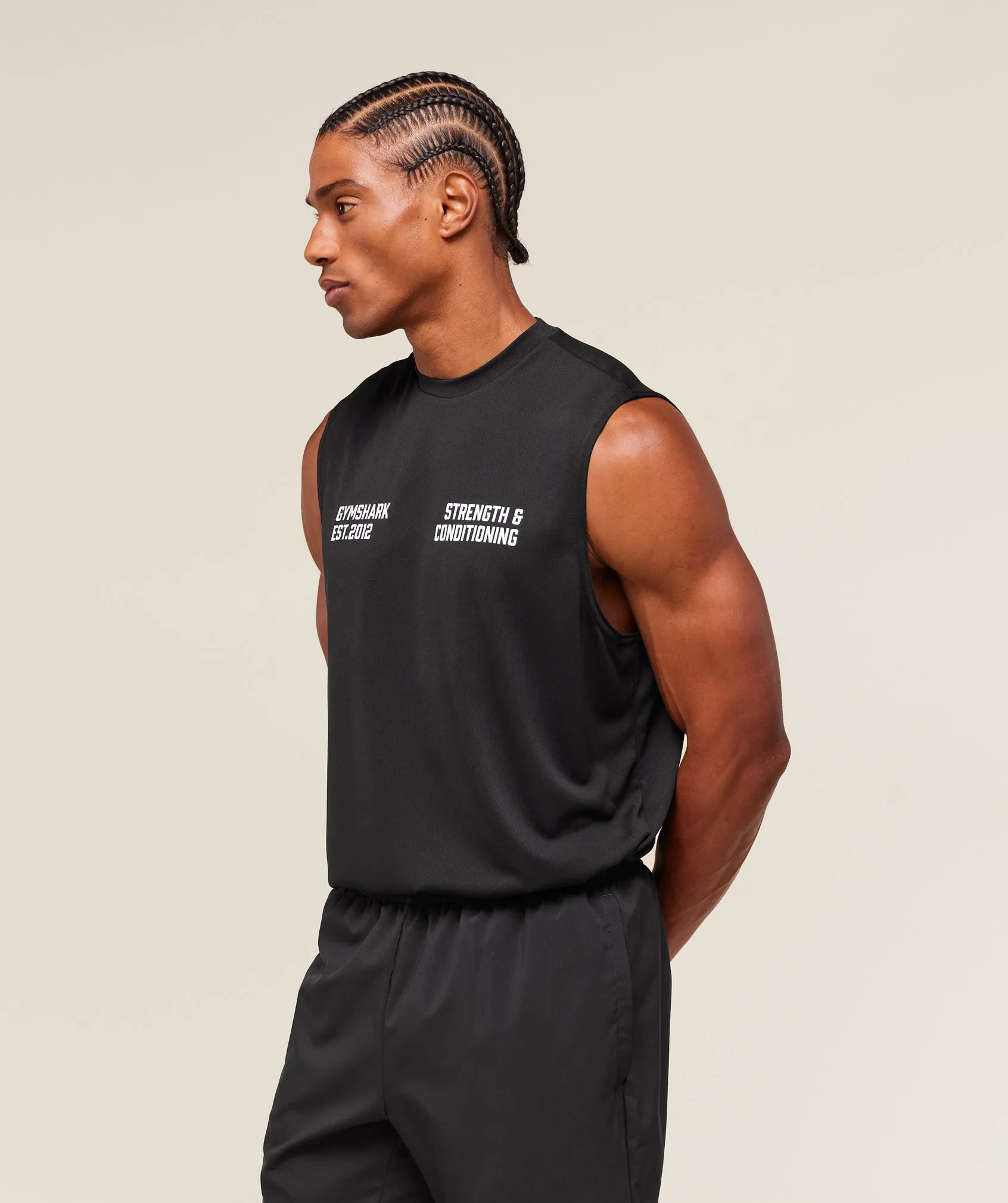 Gymshark S&C Graphic Cut Off Tank - Black sold by Gymshark product image thumbnail 4