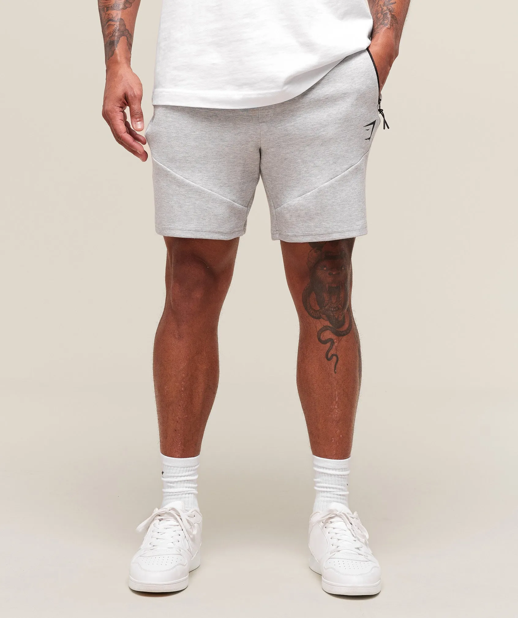 Gymshark Interlock Tech 6" Shorts - Light Grey Core Marl sold by Gymshark