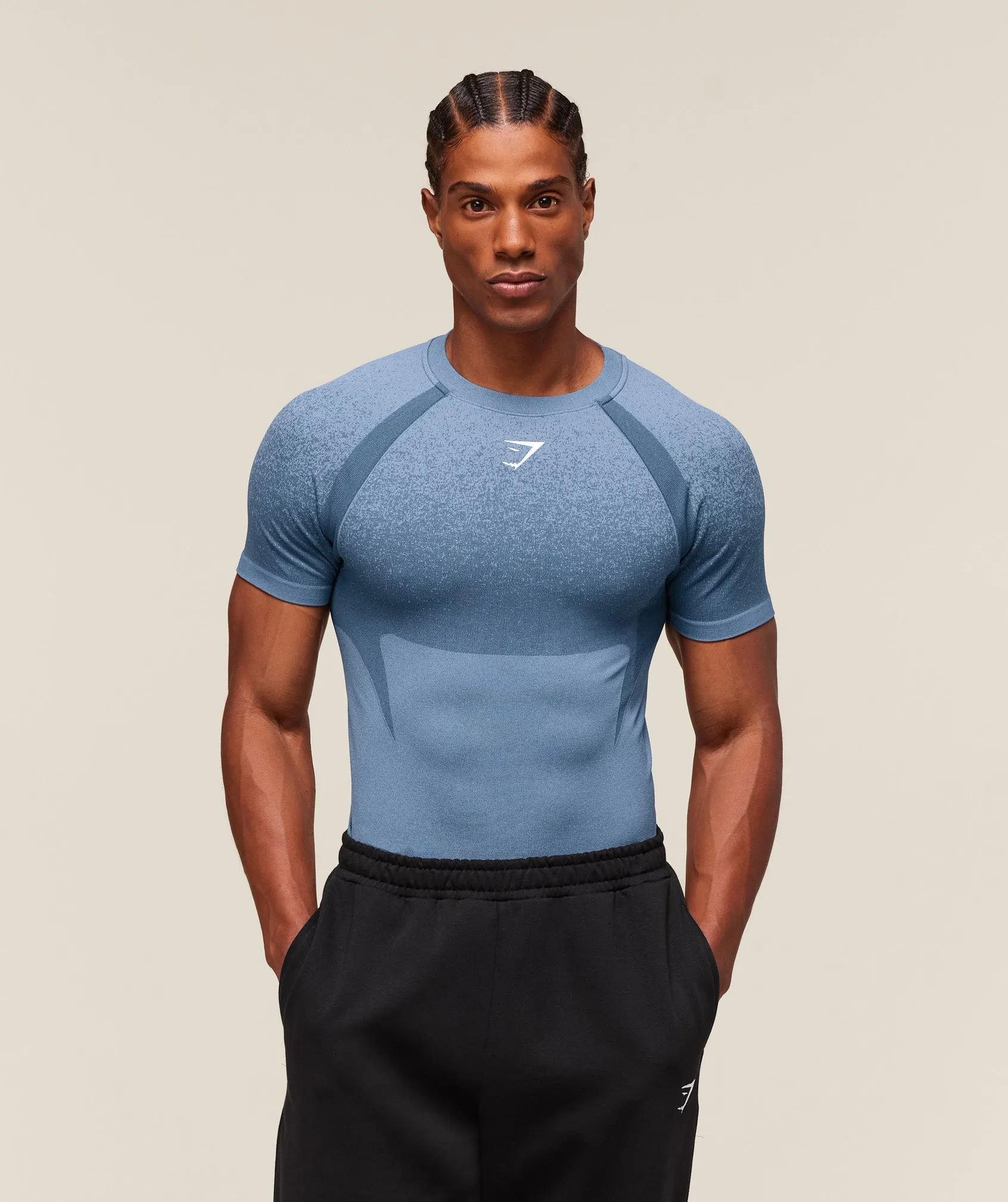 Gymshark Shadow Seamless T Shirt - Faded Blue sold by Gymshark