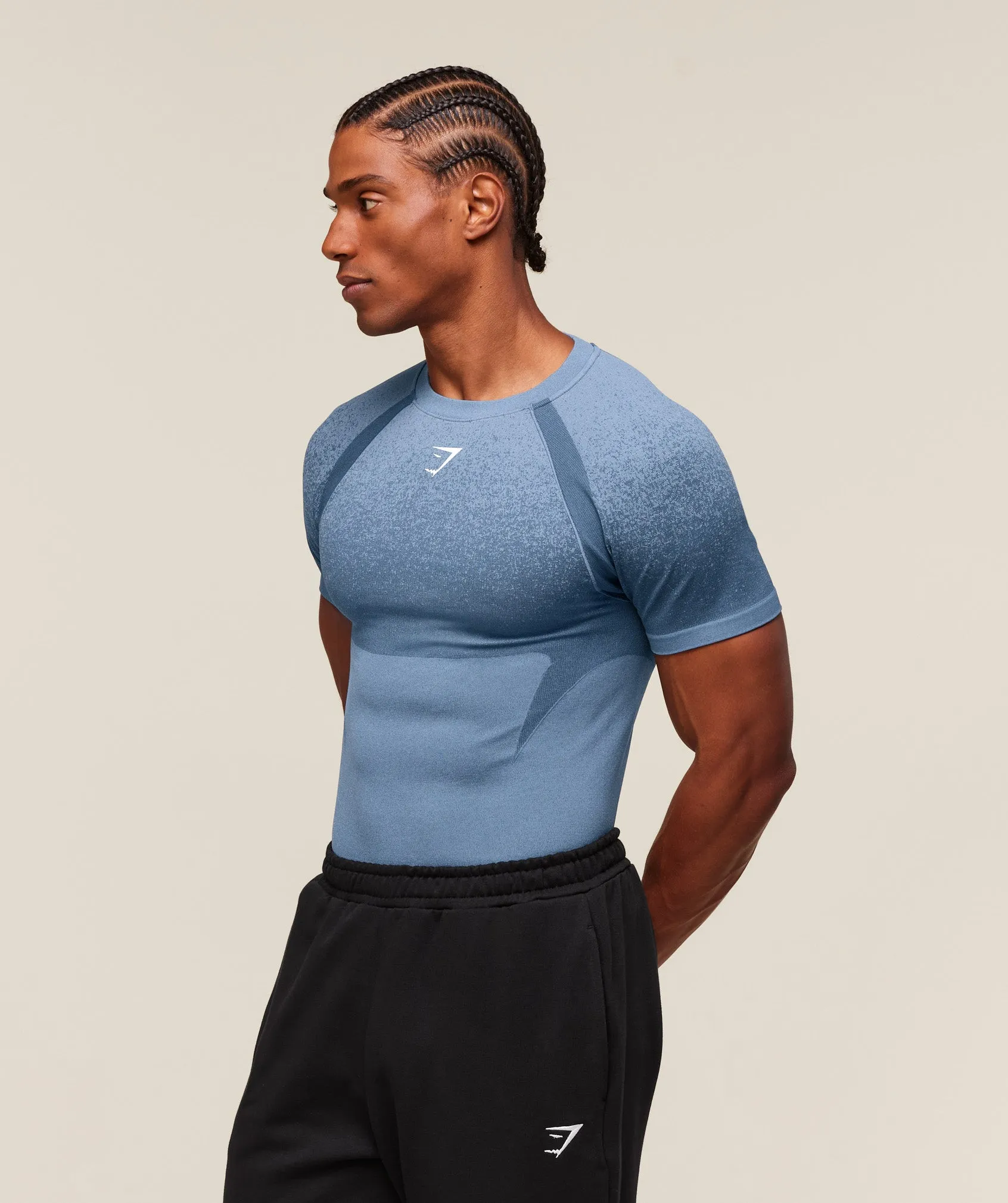 Gymshark Shadow Seamless T Shirt - Faded Blue sold by Gymshark product image thumbnail 3