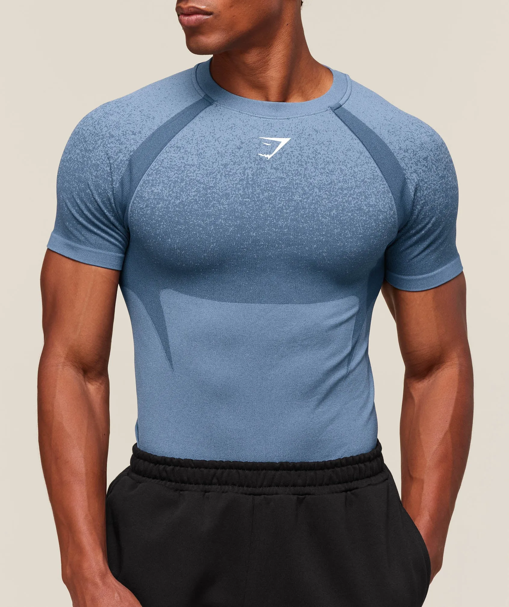 Gymshark Shadow Seamless T Shirt - Faded Blue sold by Gymshark product image thumbnail 5