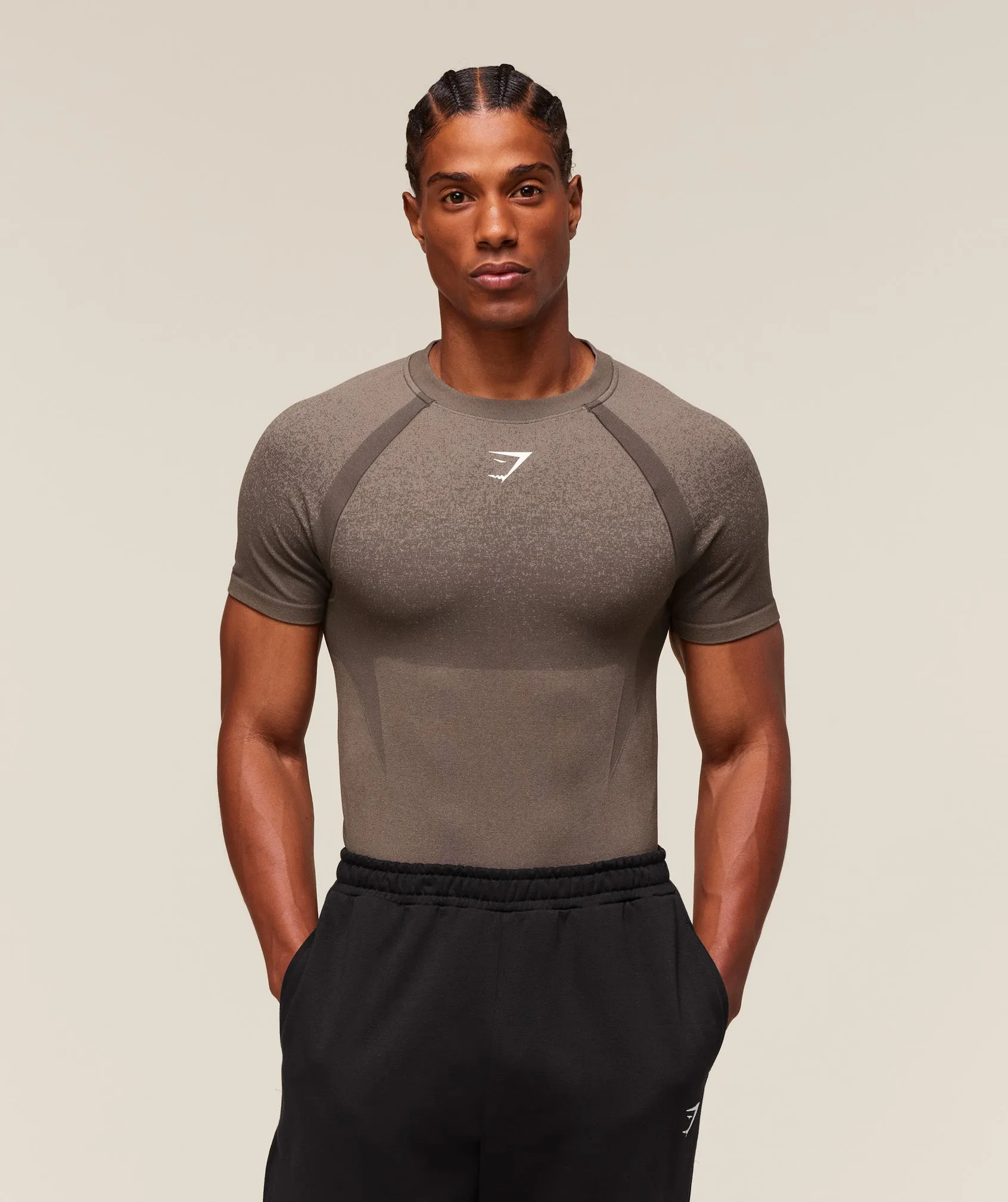 Gymshark Shadow Seamless T Shirt - Camo Brown sold by Gymshark