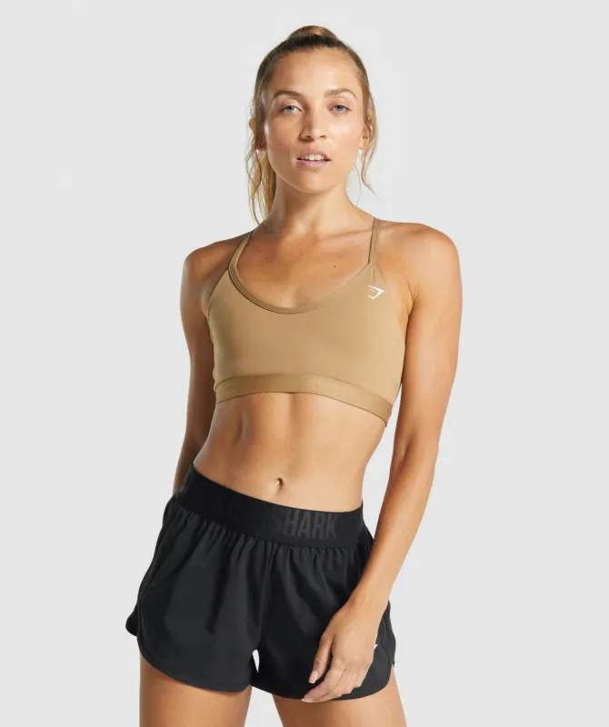 Gymshark V Neck Sports Bra - Light Brown sold by Gymshark