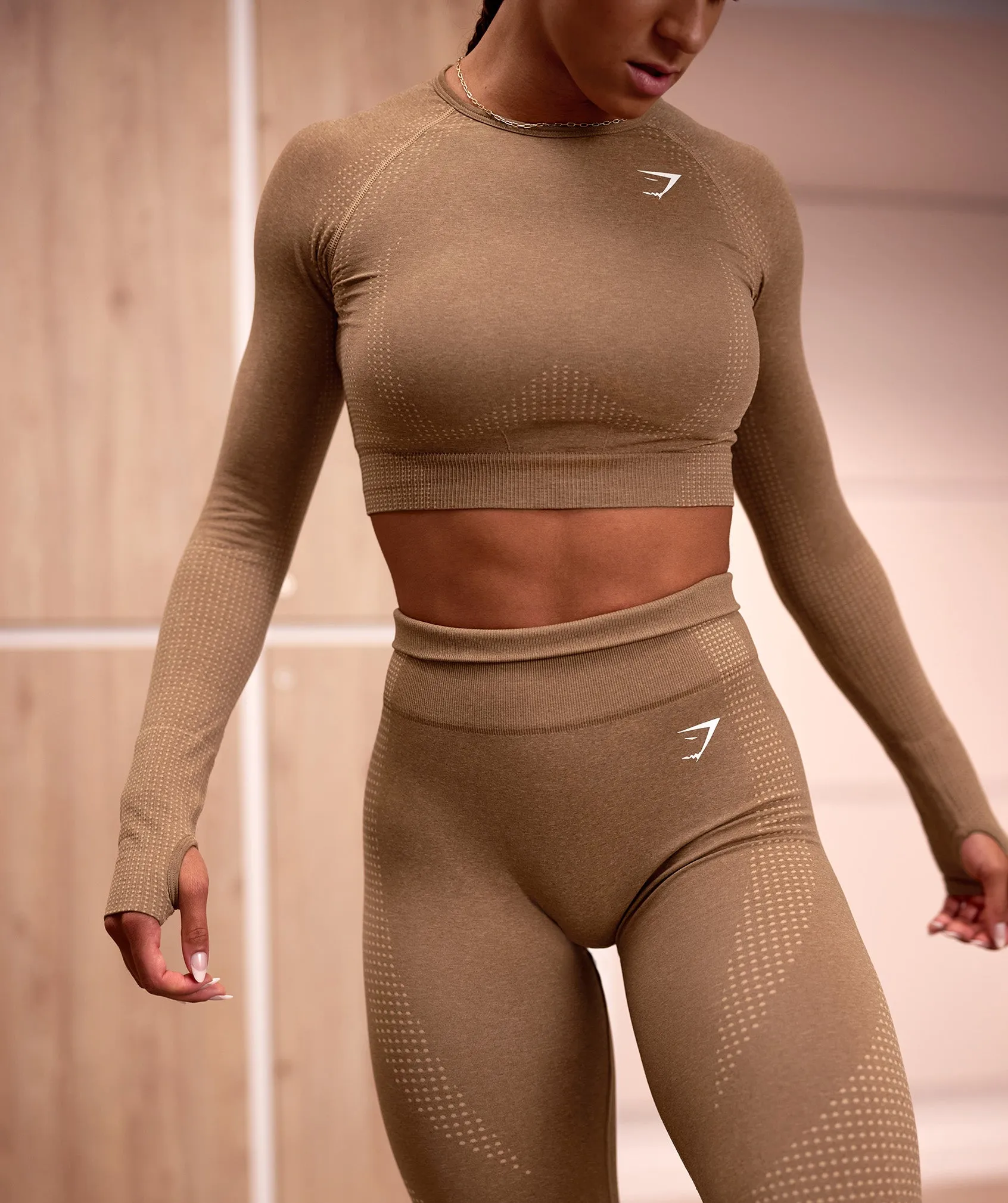 Gymshark Vital Seamless 2.0 Crop Top - Fawn Marl sold by Gymshark